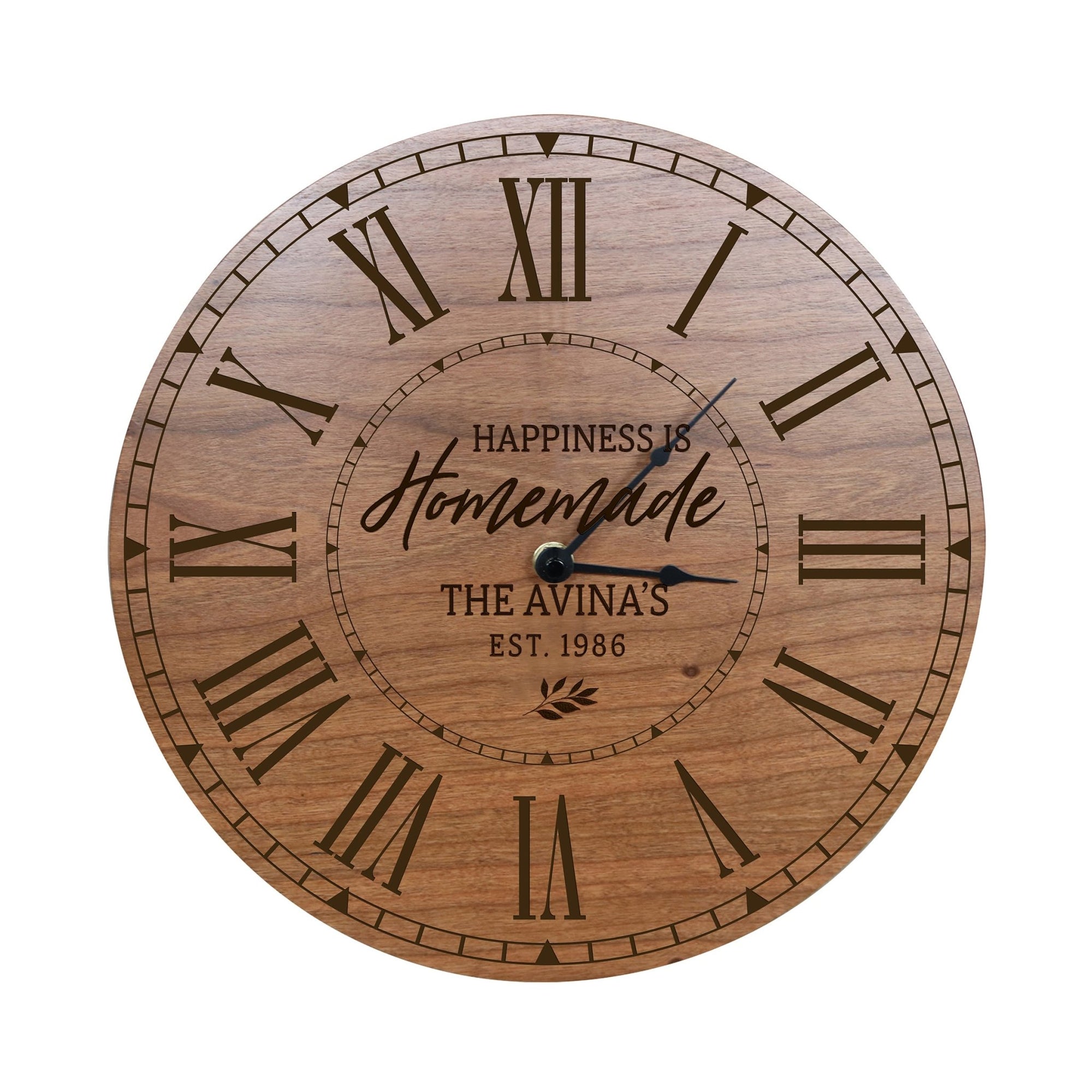 Custom Everyday Home and Family Clock 12” x 0.75” Happiness Is Homemade - LifeSong Milestones