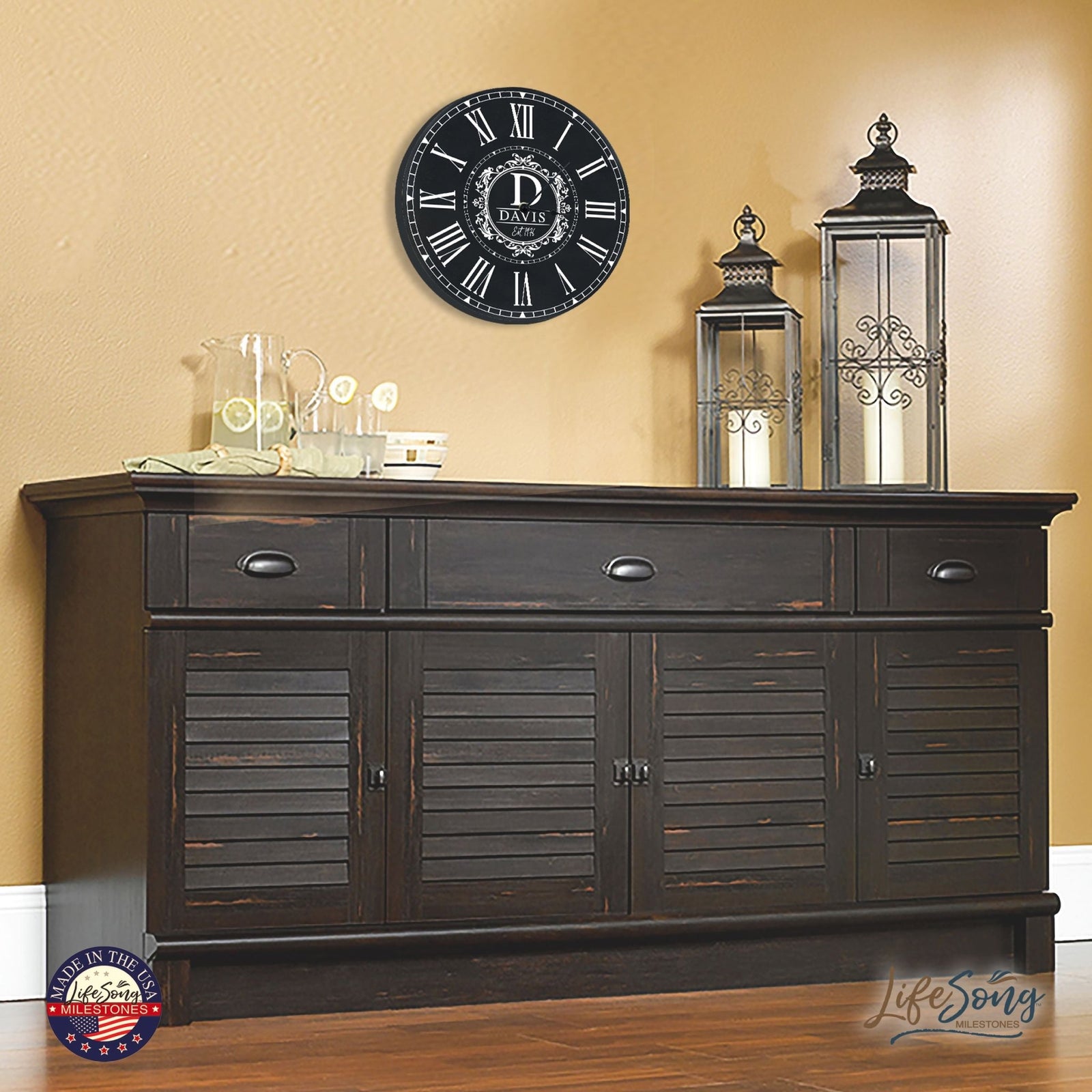 Custom Everyday Home and Family Clock 12” x 0.75” Initials, Year - LifeSong Milestones