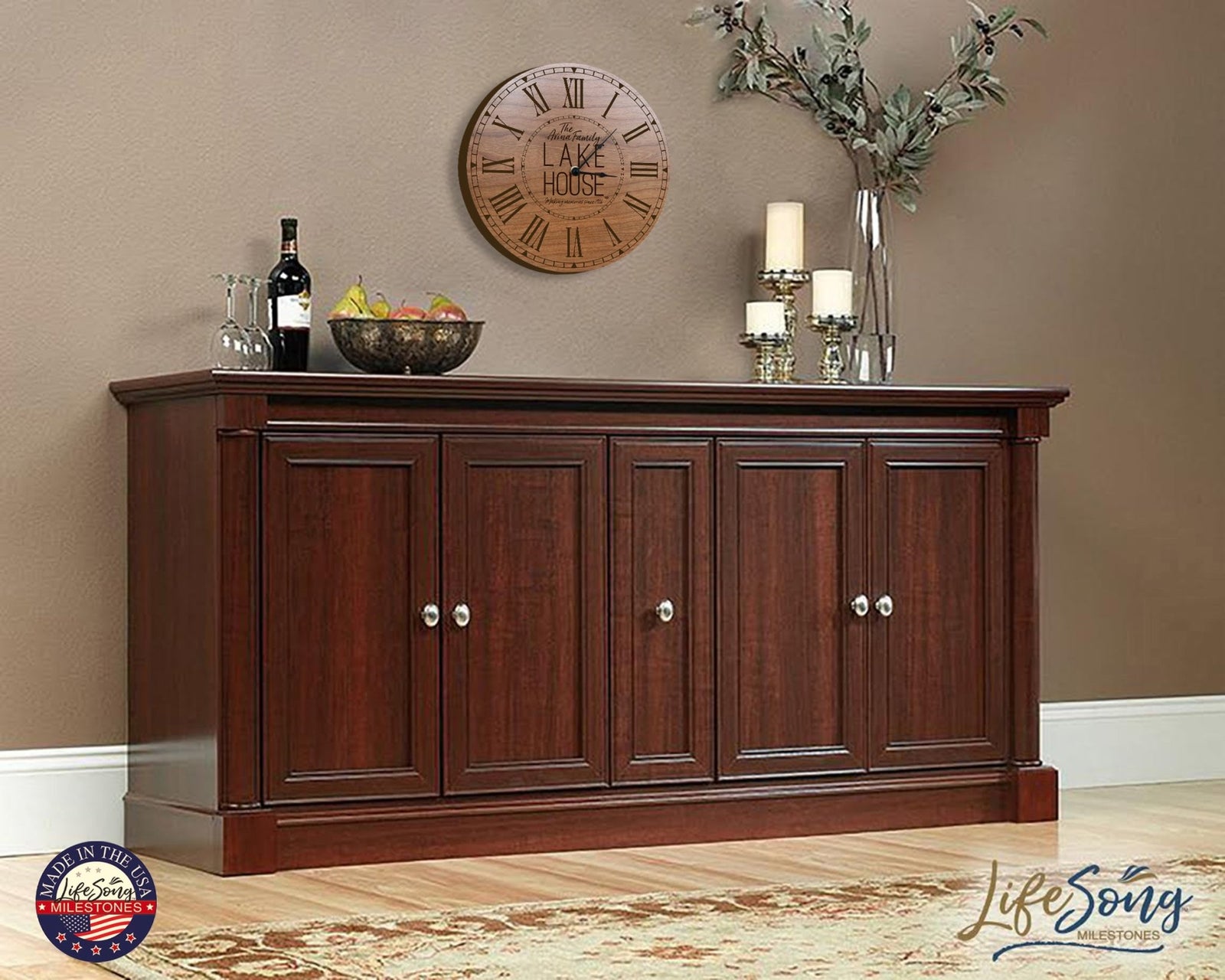 Custom Everyday Home and Family Clock 12” x 0.75” Lakehouse Making Memories - LifeSong Milestones