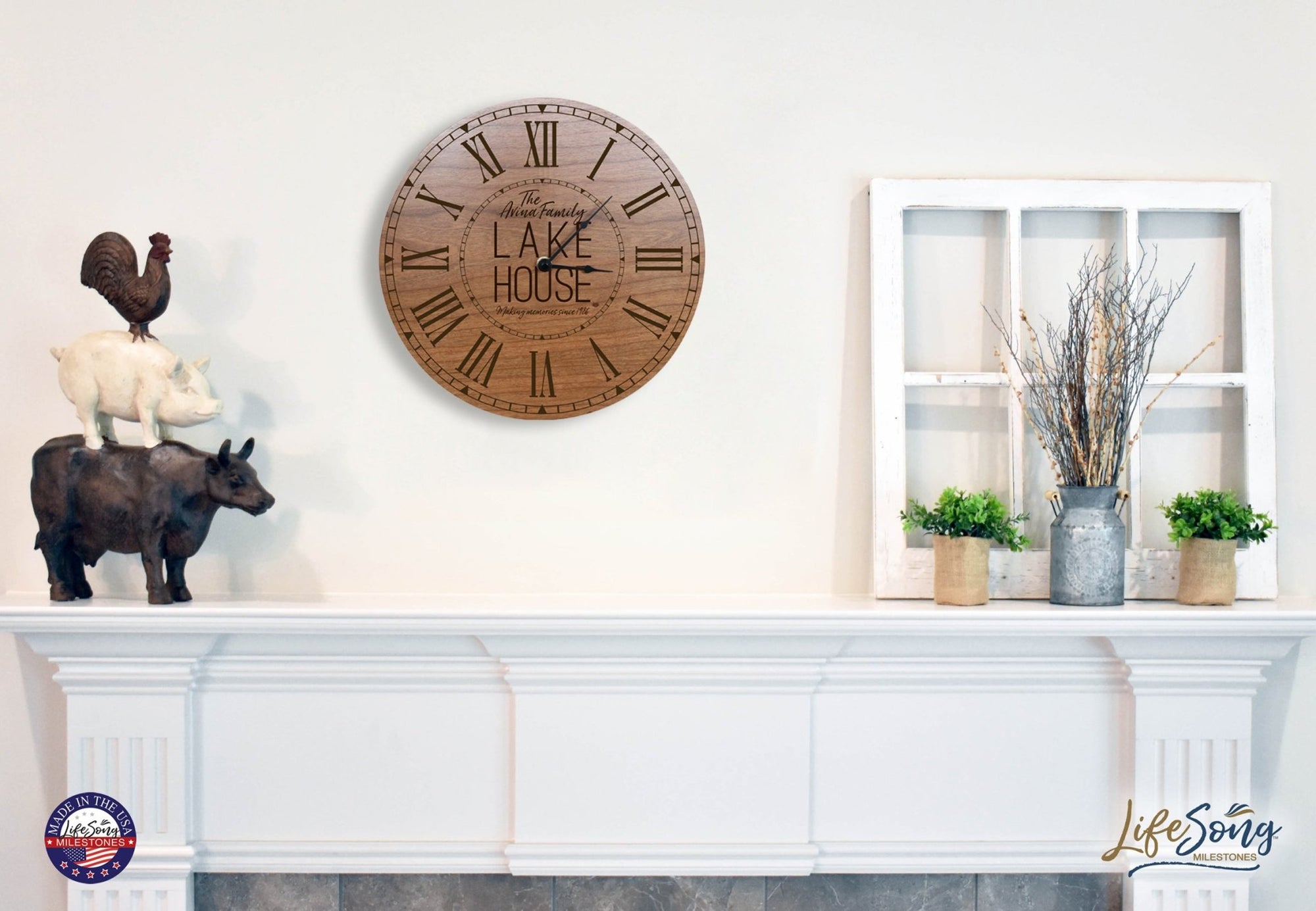 Custom Everyday Home and Family Clock 12” x 0.75” Lakehouse Making Memories - LifeSong Milestones
