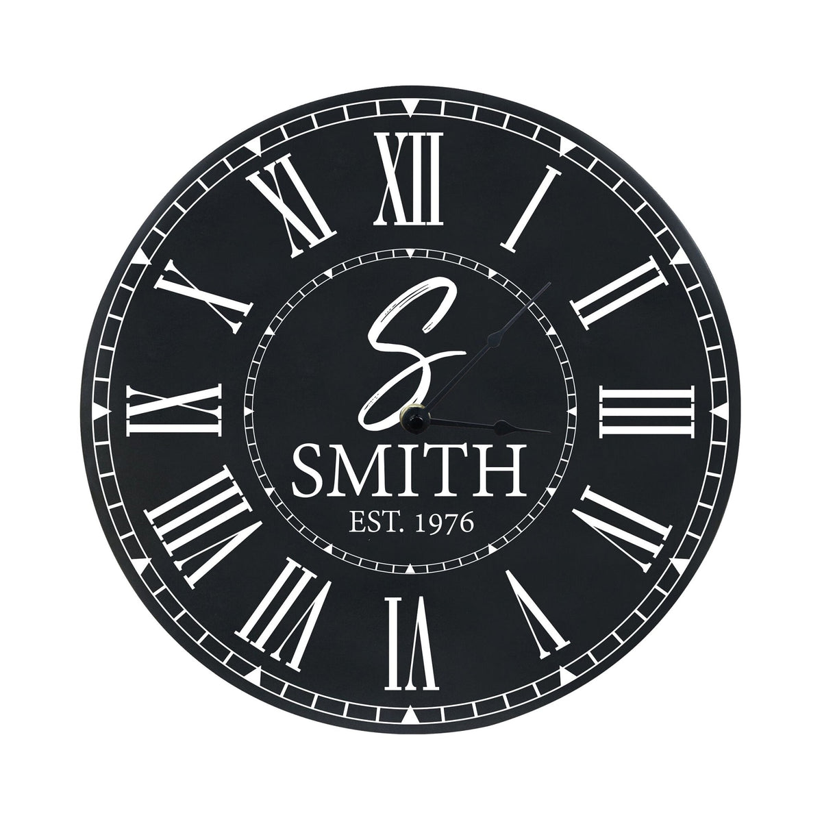 Custom Everyday Home and Family Clock 12” x 0.75” Last Name, Initials, Year - LifeSong Milestones