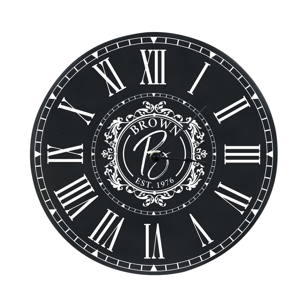 Custom Everyday Home and Family Clock 12” x 0.75” Last Name, Initials, Year - LifeSong Milestones