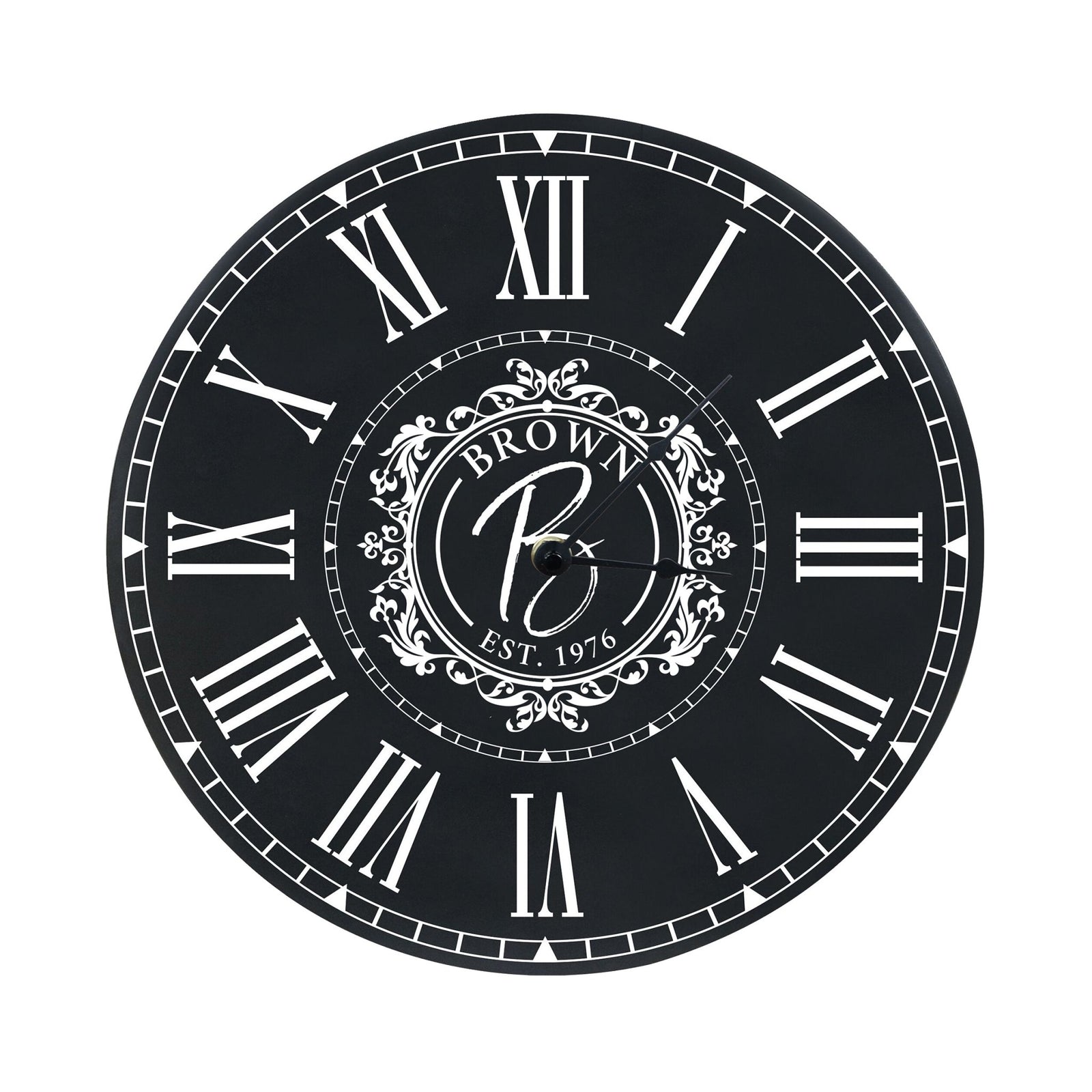 Custom Everyday Home and Family Clock 12” x 0.75” Last Name, Initials, Year - LifeSong Milestones