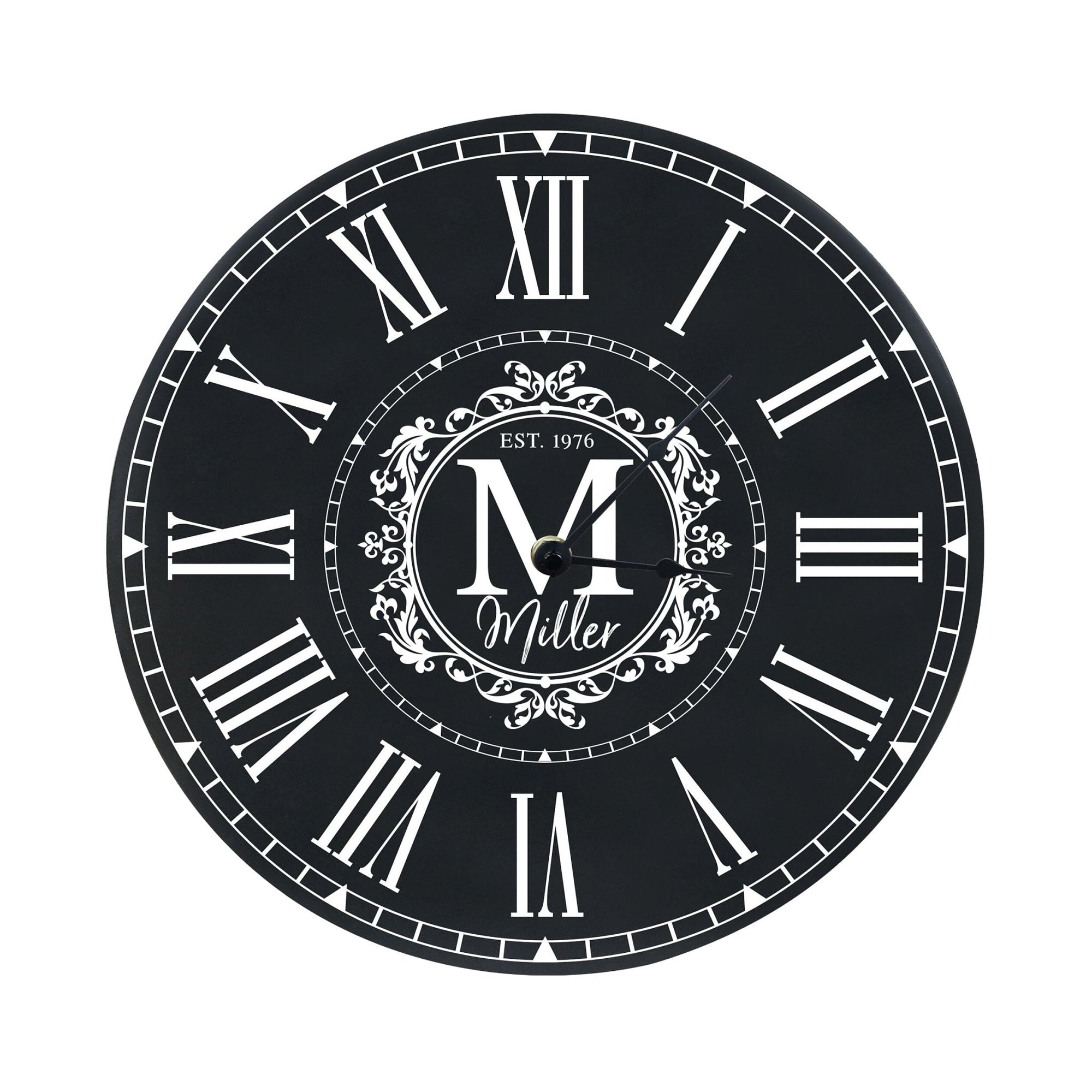 Custom Everyday Home and Family Clock 12” x 0.75” Last Name, Initials, Year - LifeSong Milestones