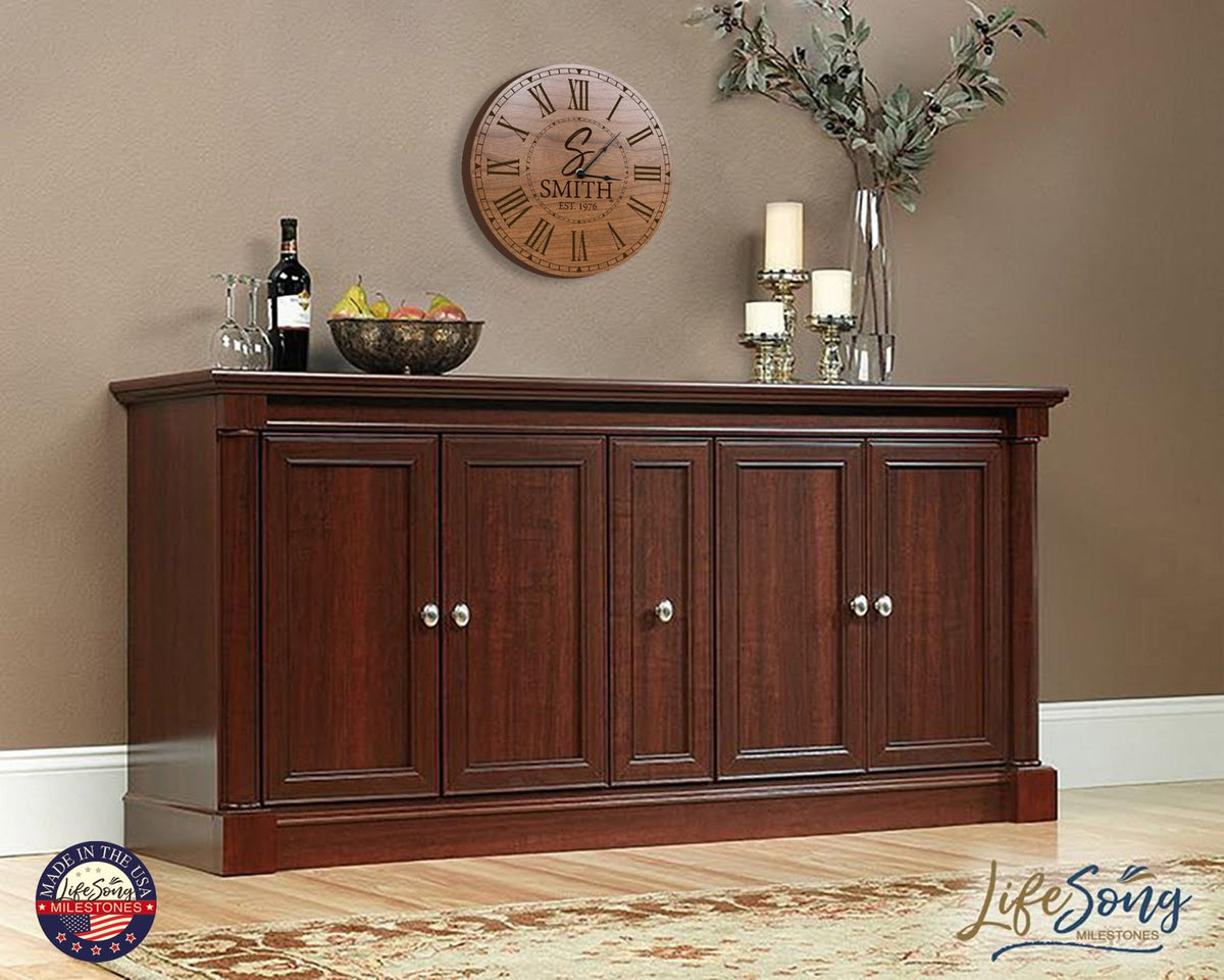 Custom Everyday Home and Family Clock 12” x 0.75” Last Name, Initials, Year - LifeSong Milestones