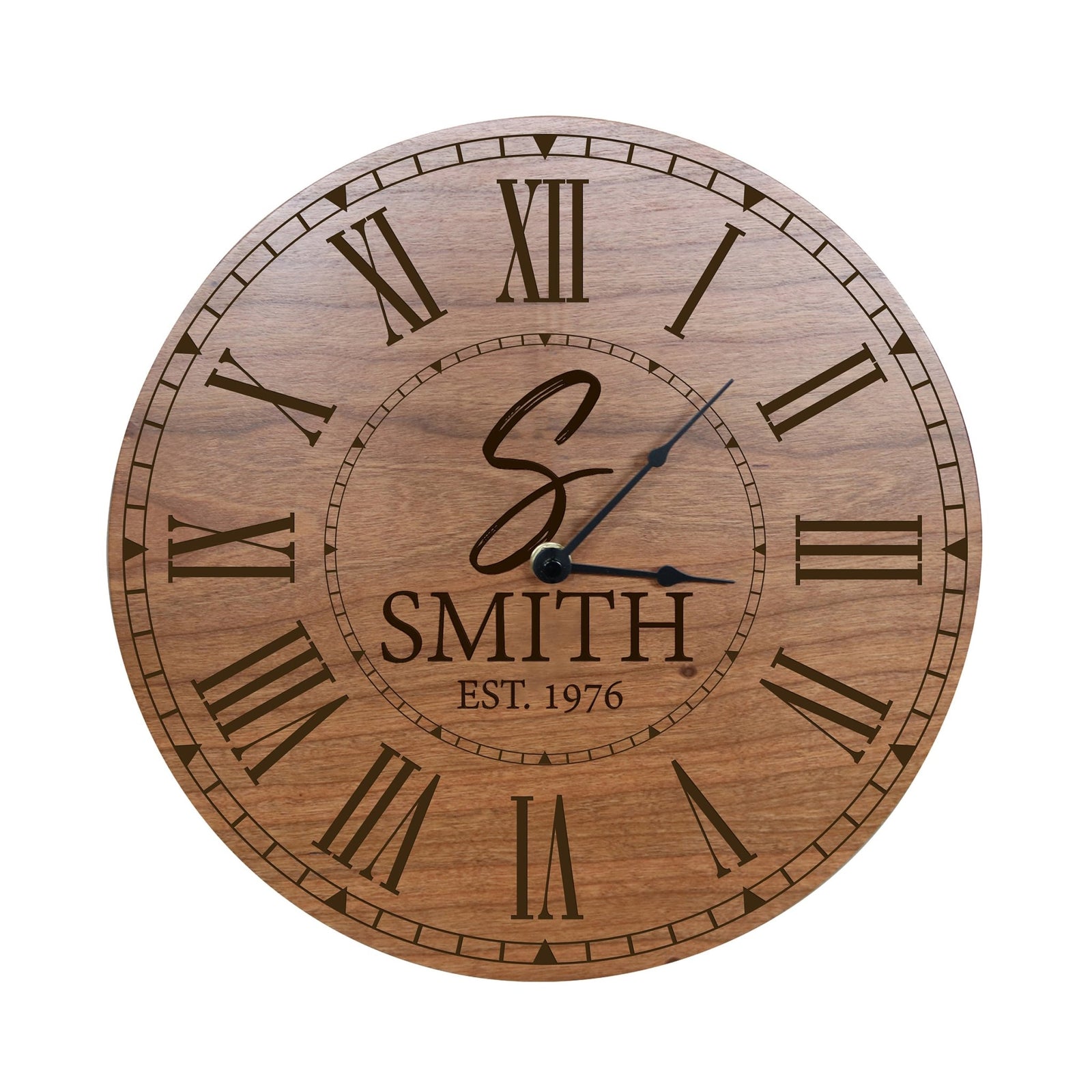 Custom Everyday Home and Family Clock 12” x 0.75” Last Name, Initials, Year - LifeSong Milestones