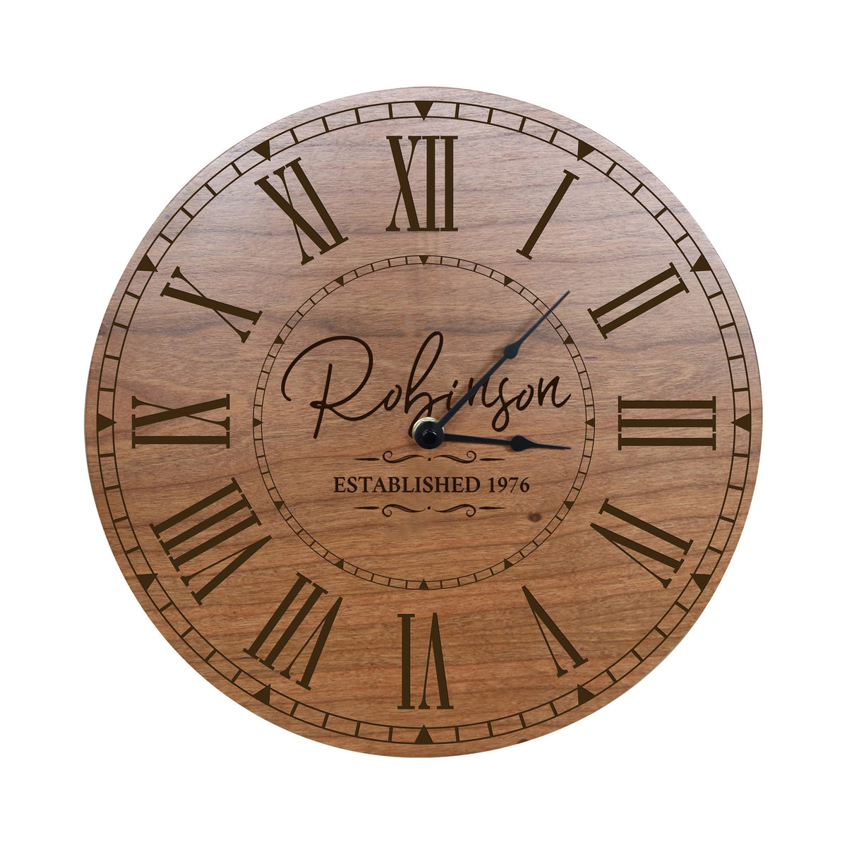 Custom Everyday Home and Family Clock 12” x 0.75” Last Name, Year Established - LifeSong Milestones