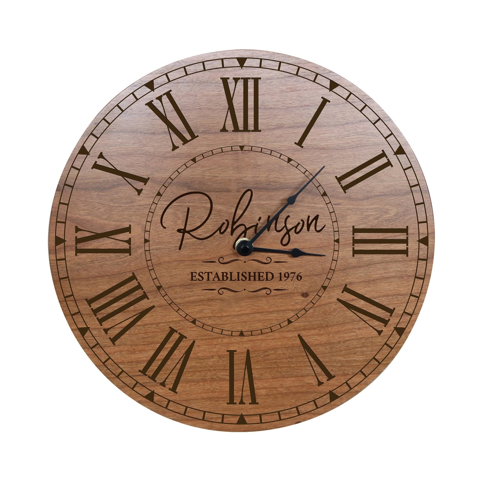 Custom Everyday Home and Family Clock 12” x 0.75” Last Name, Year Established - LifeSong Milestones