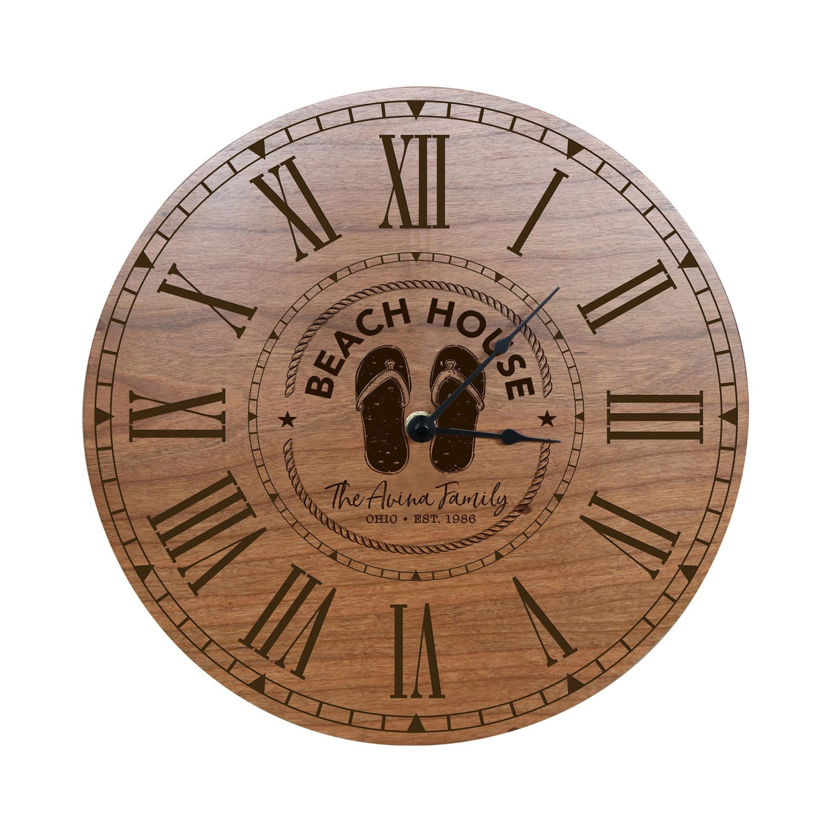 Custom Everyday Home and Family Clock 12” x .75” Beach House - LifeSong Milestones