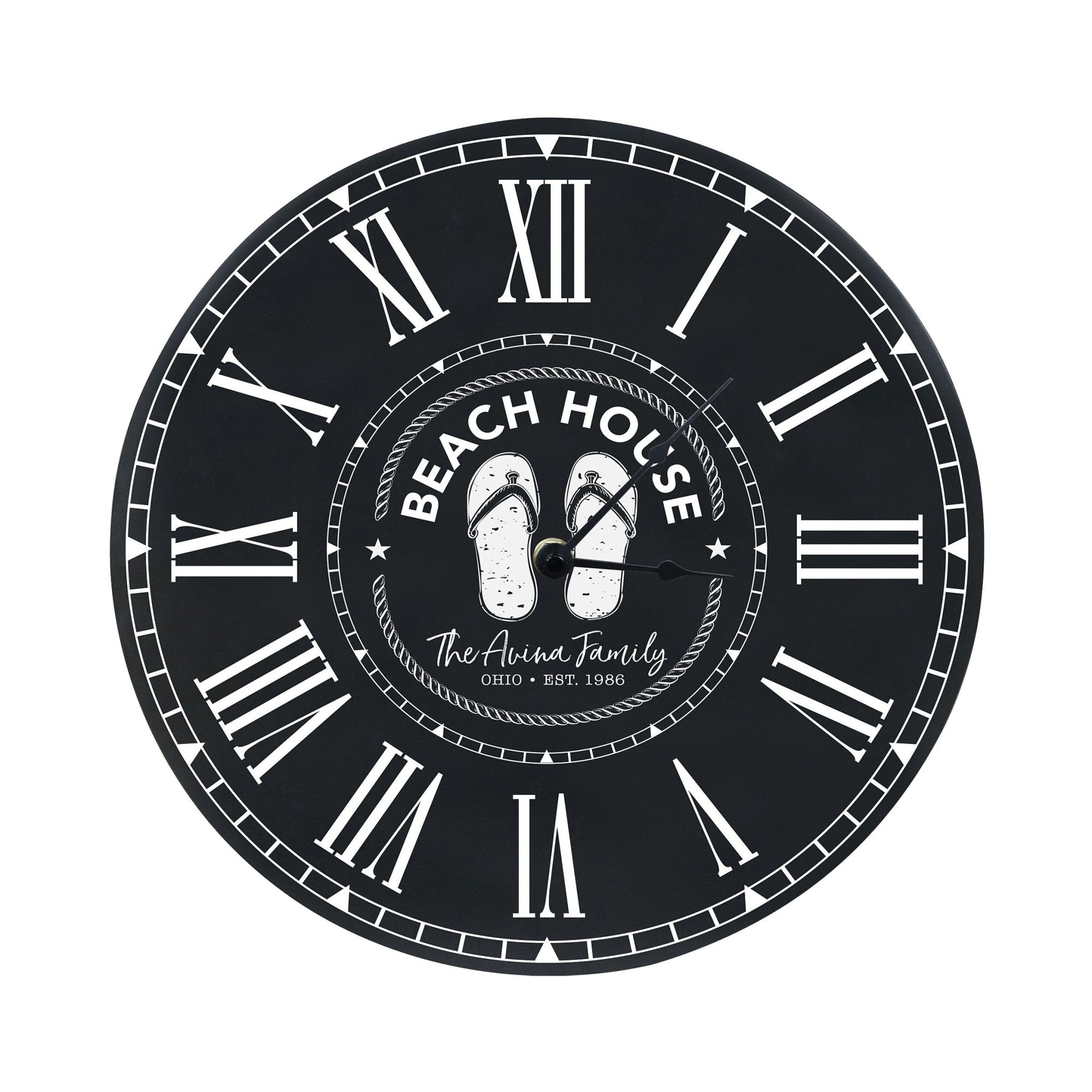 Custom Everyday Home and Family Clock 12” x .75” Beach House - LifeSong Milestones