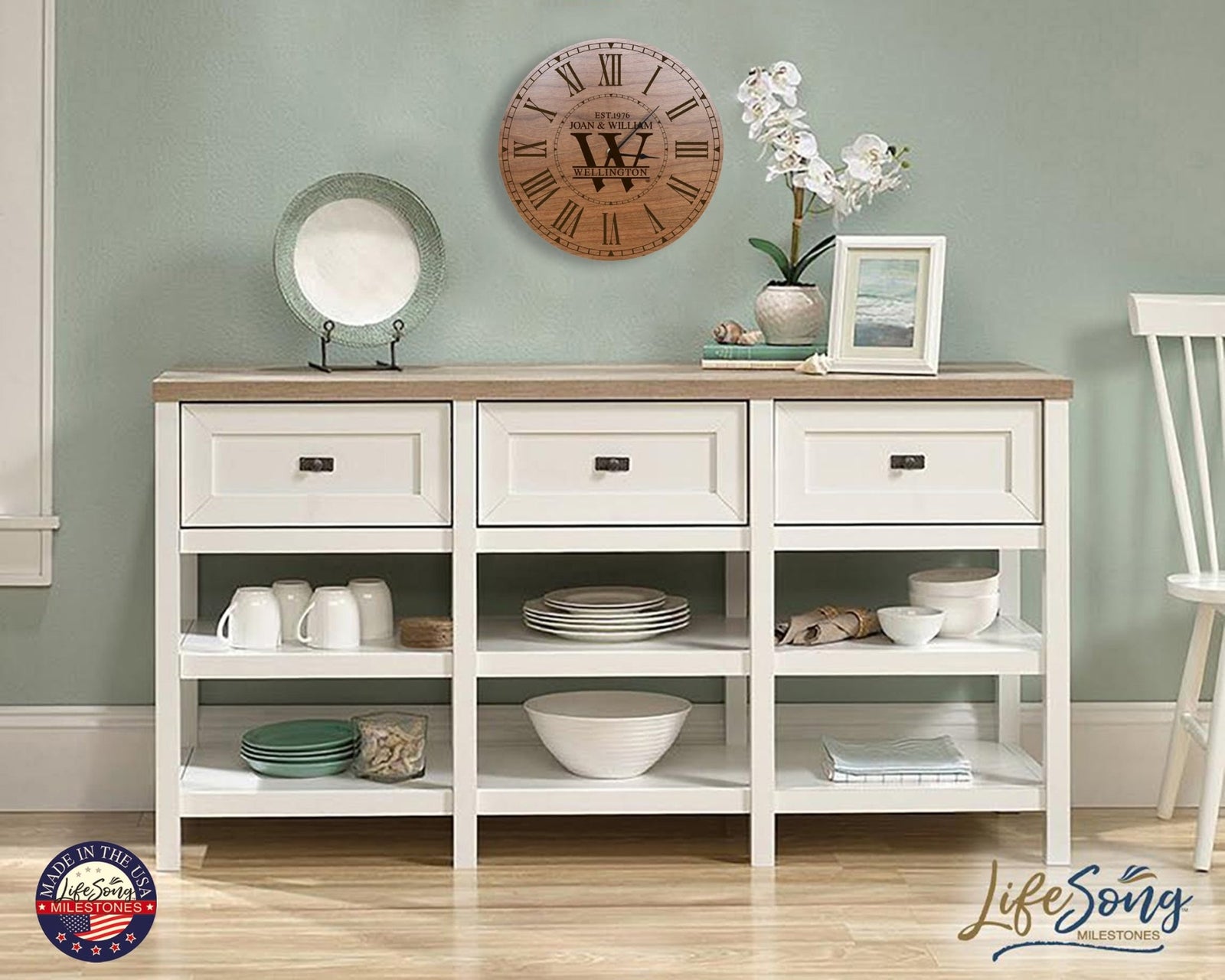 Custom Everyday Home and Family Clock 12” x .75” First Last Name Year - LifeSong Milestones