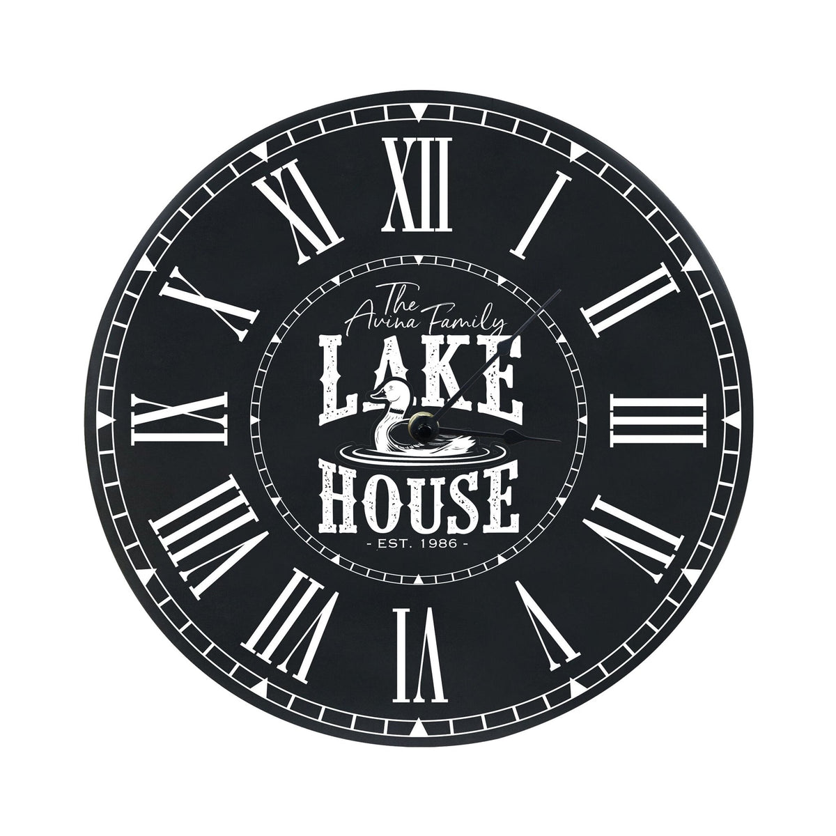 Custom Everyday Home and Family Clock 12” x .75” Lakehouse (Duck) - LifeSong Milestones