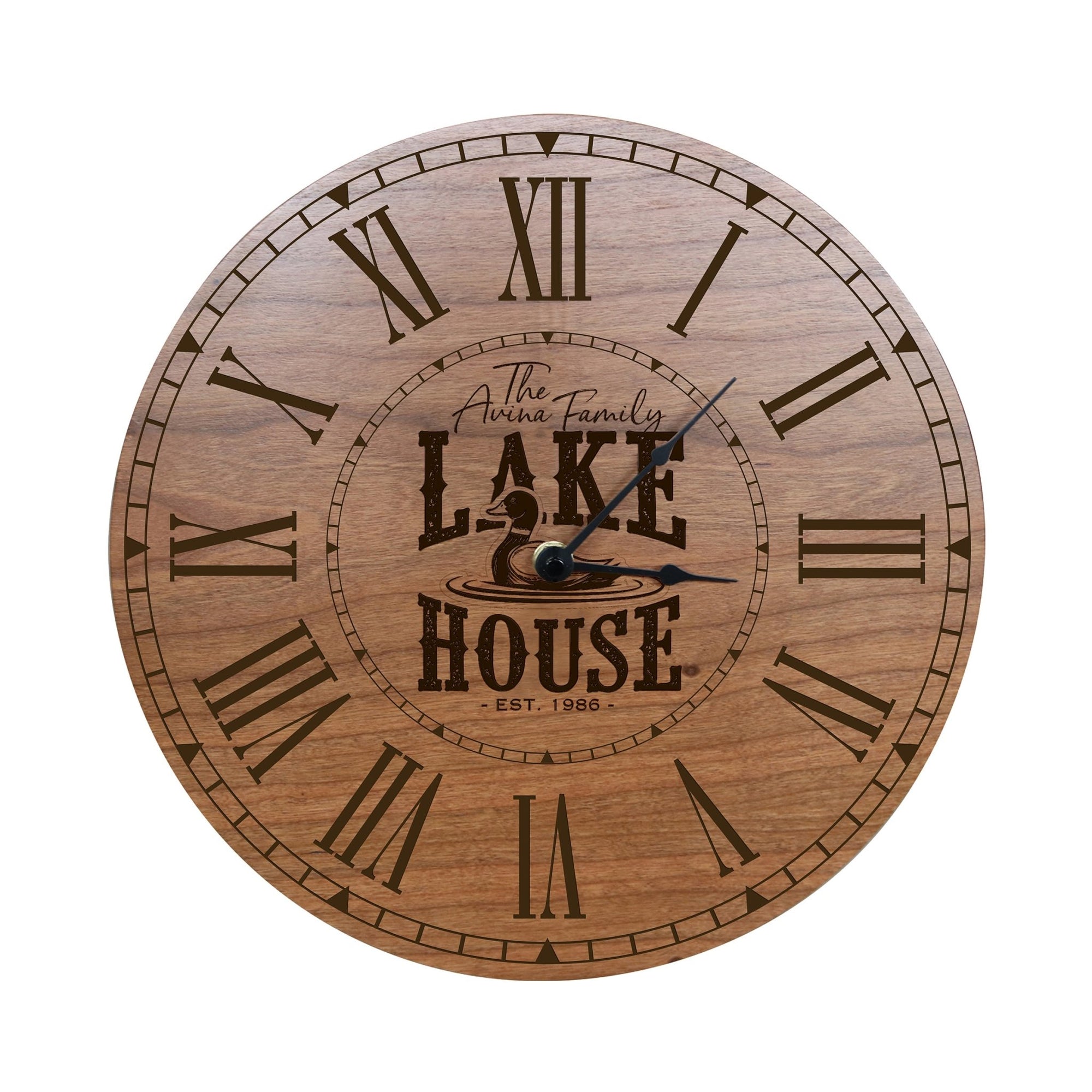 Custom Everyday Home and Family Clock 12” x .75” Lakehouse (Duck) - LifeSong Milestones