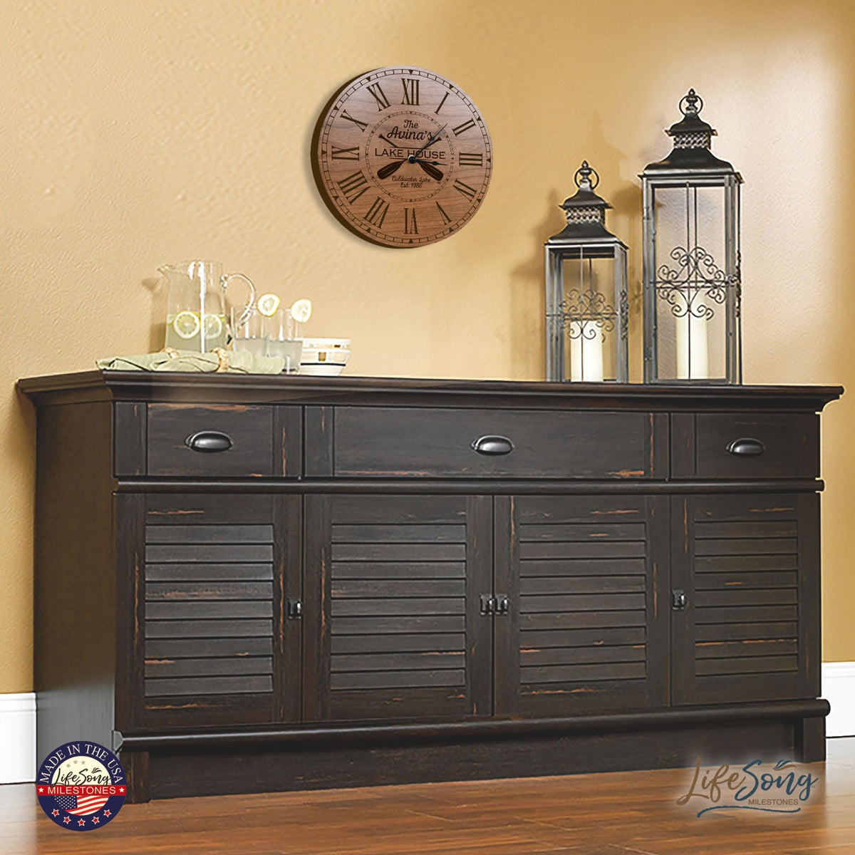 Custom Everyday Home and Family Clock 12” x .75” Lakehouse (Paddles) - LifeSong Milestones