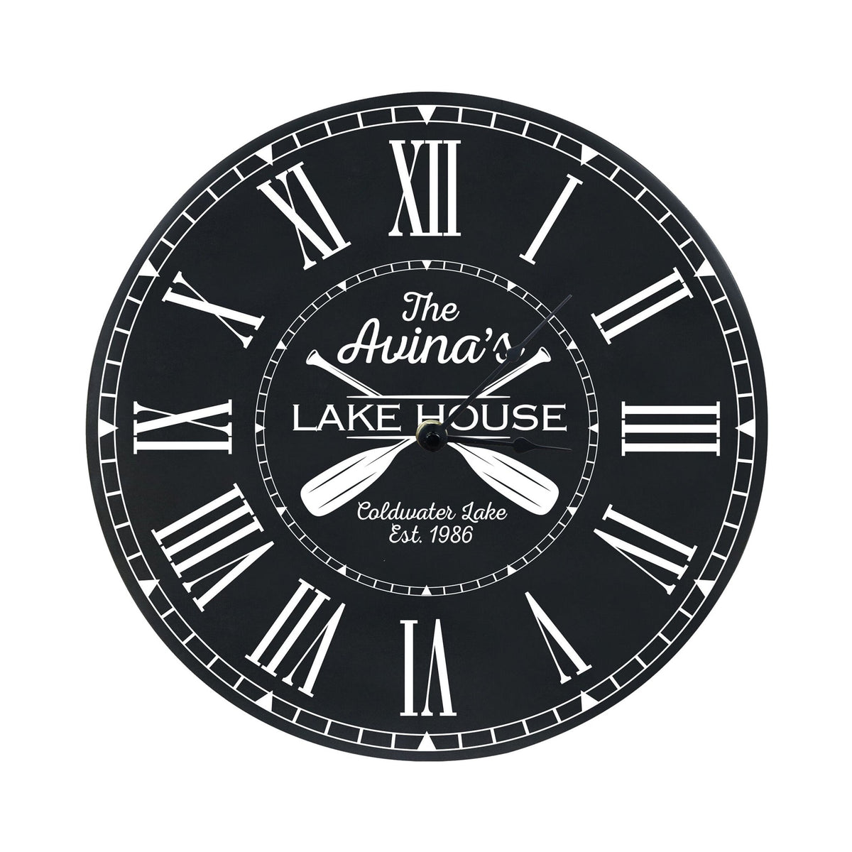 Custom Everyday Home and Family Clock 12” x .75” Lakehouse (Paddles) - LifeSong Milestones