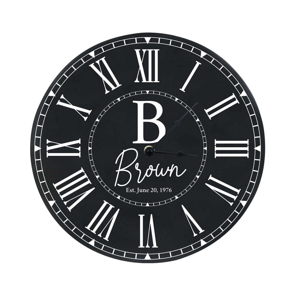 Custom Everyday Home and Family Clock 12” x .75” Last Name, Initials - LifeSong Milestones