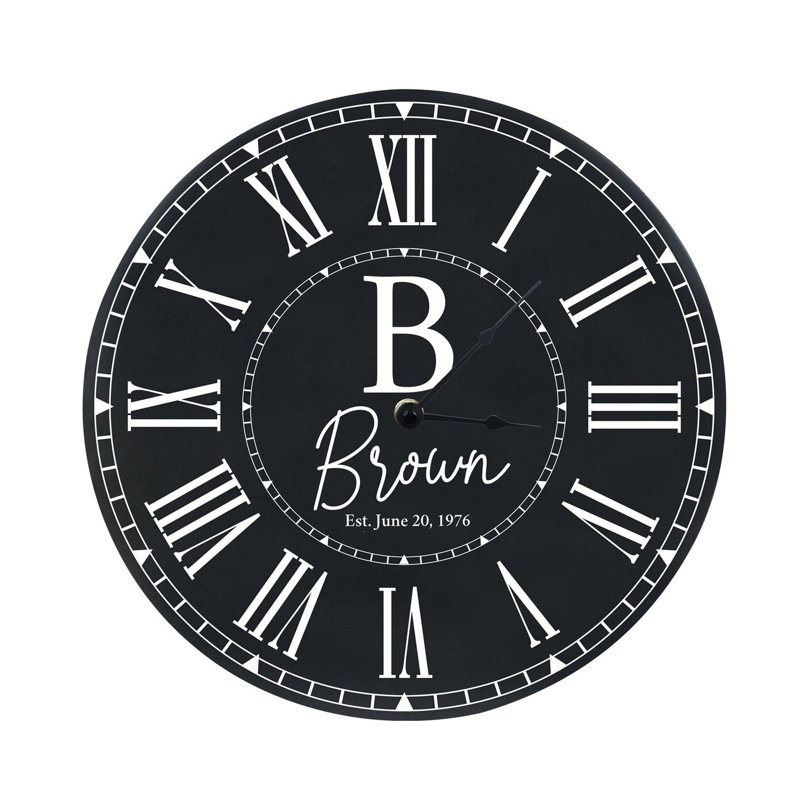 Custom Everyday Home and Family Clock 12” x .75” Last Name, Initials - LifeSong Milestones