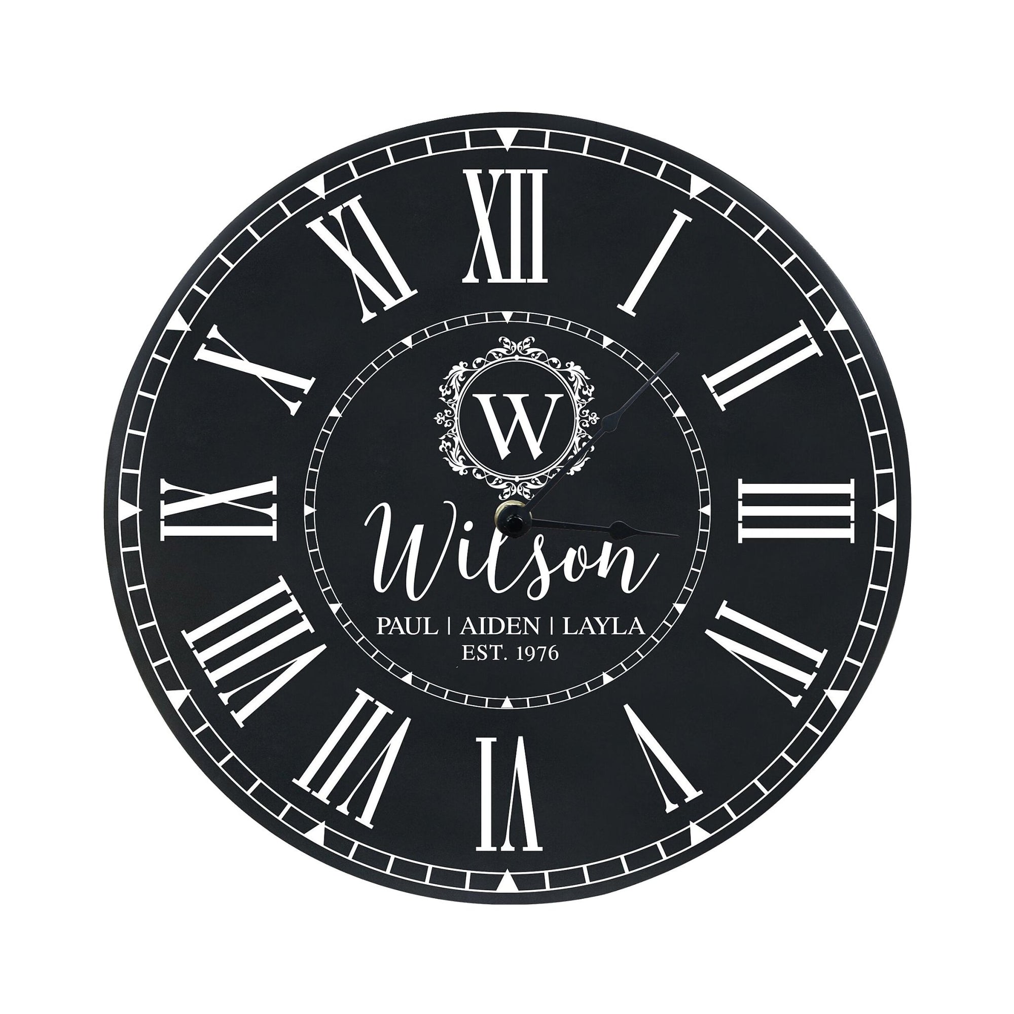 Custom Everyday Home and Family Clock 12” x .75” Last Name, Initials - LifeSong Milestones