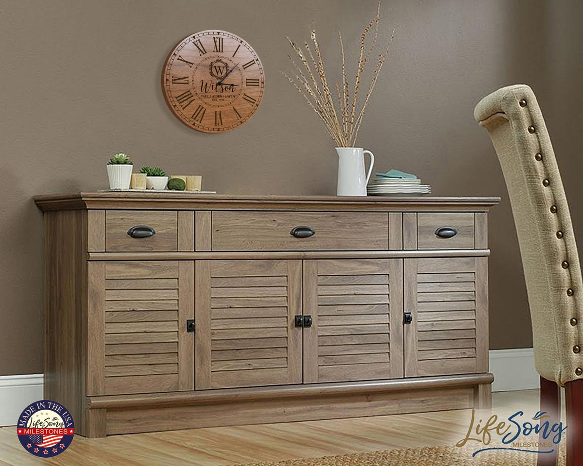 Custom Everyday Home and Family Clock 12” x .75” Last Name, Initials - LifeSong Milestones