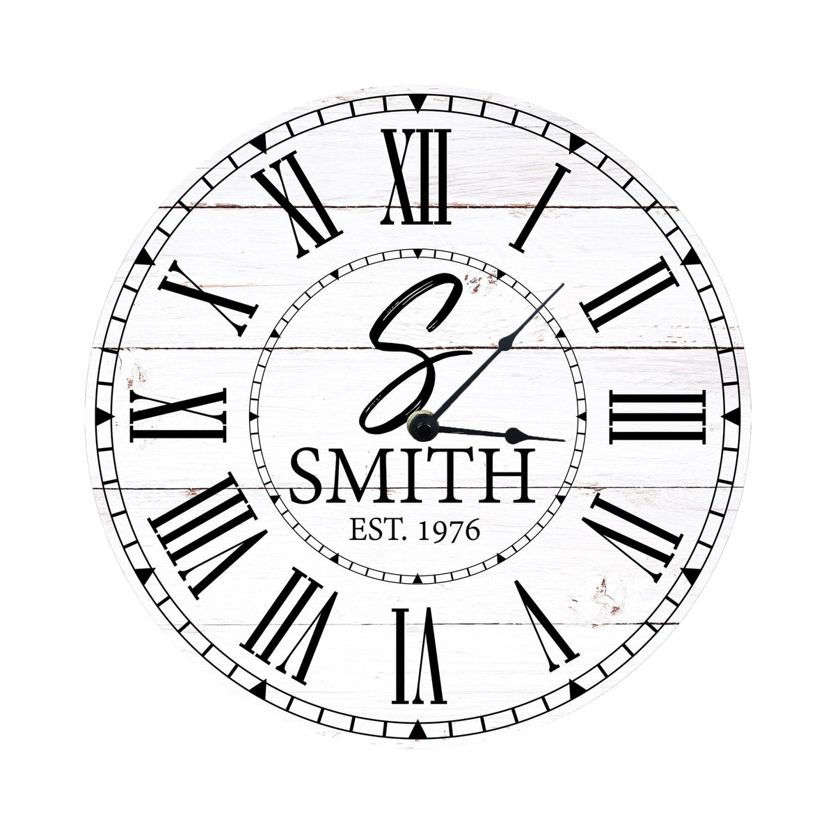 Custom Everyday Home and Family Clock 12” x .75” Last Name, Initials, Year - LifeSong Milestones