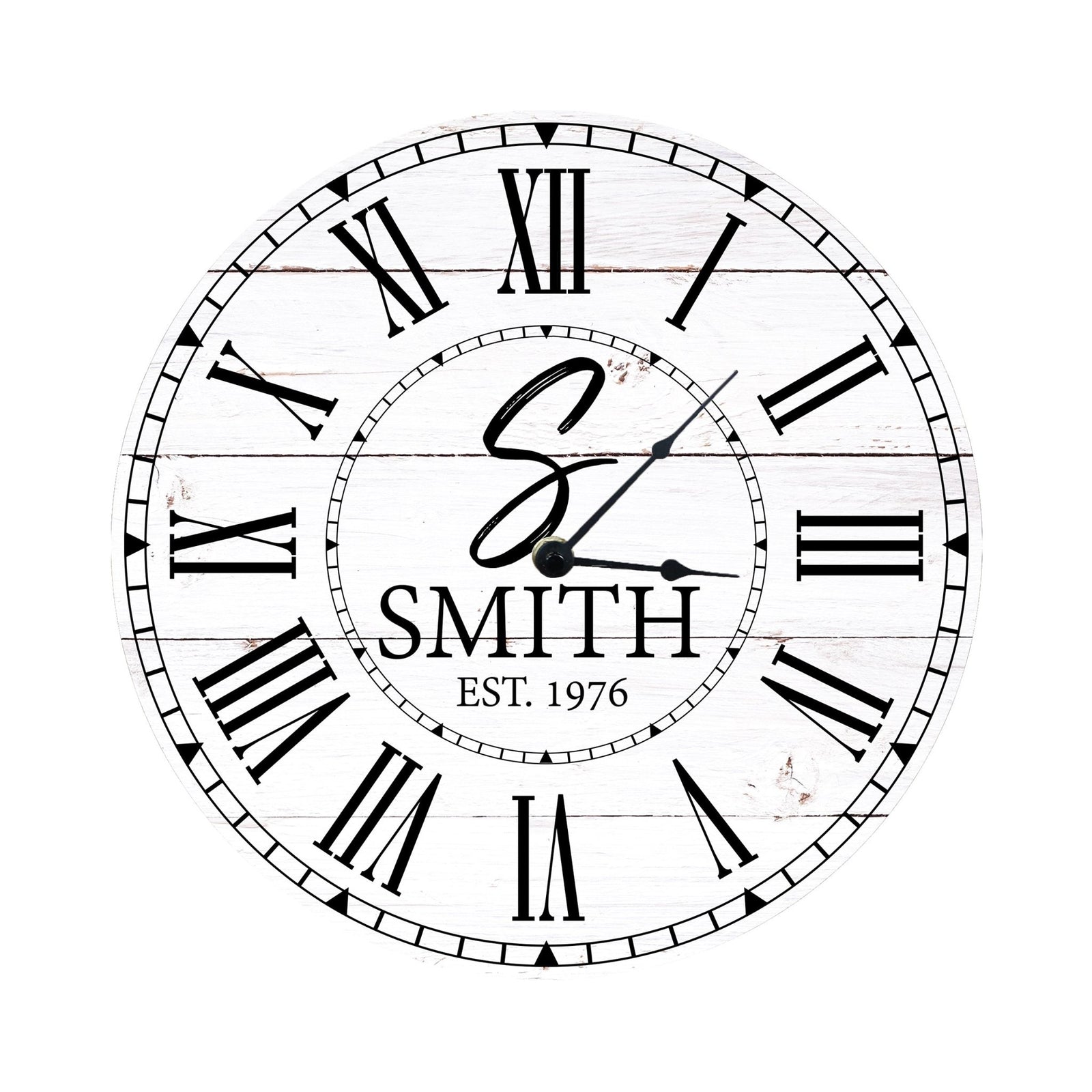 Custom Everyday Home and Family Clock 12” x .75” Last Name, Initials, Year - LifeSong Milestones