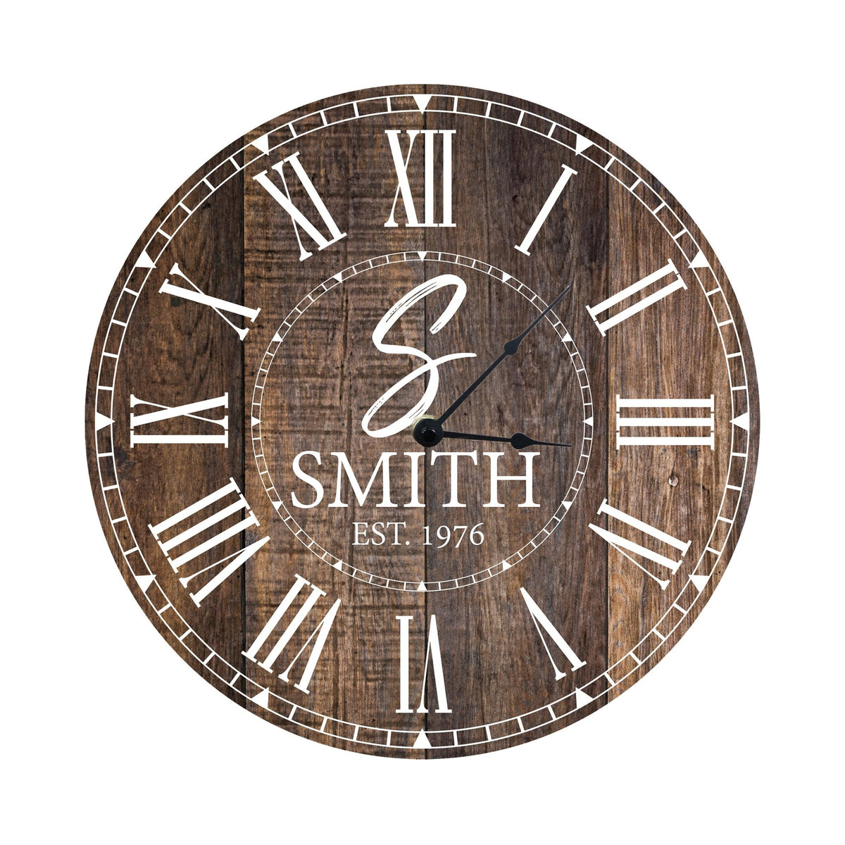Custom Everyday Home and Family Clock 12” x .75” Last Name, Initials, Year - LifeSong Milestones