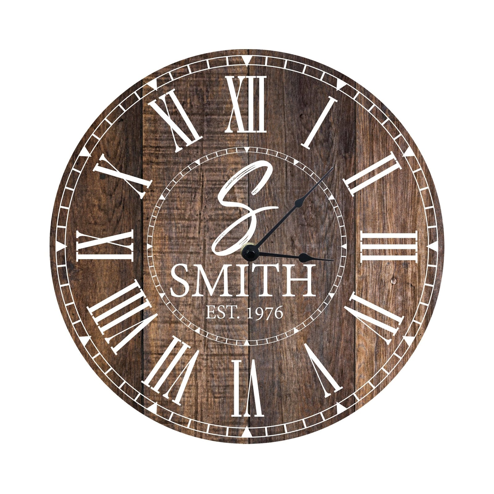 Custom Everyday Home and Family Clock 12” x .75” Last Name, Initials, Year - LifeSong Milestones