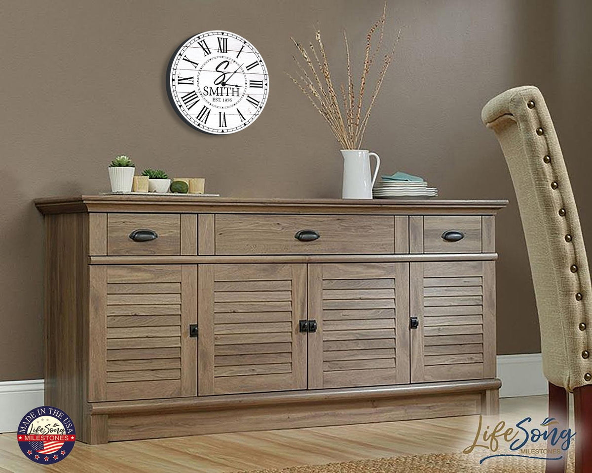 Custom Everyday Home and Family Clock 12” x .75” Last Name, Initials, Year - LifeSong Milestones