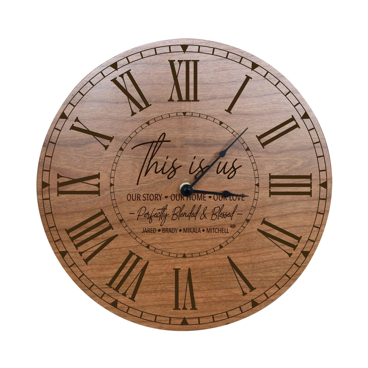 Custom Everyday Home and Family Clock 12” x .75” This Is Us-Perfectly Blended - LifeSong Milestones