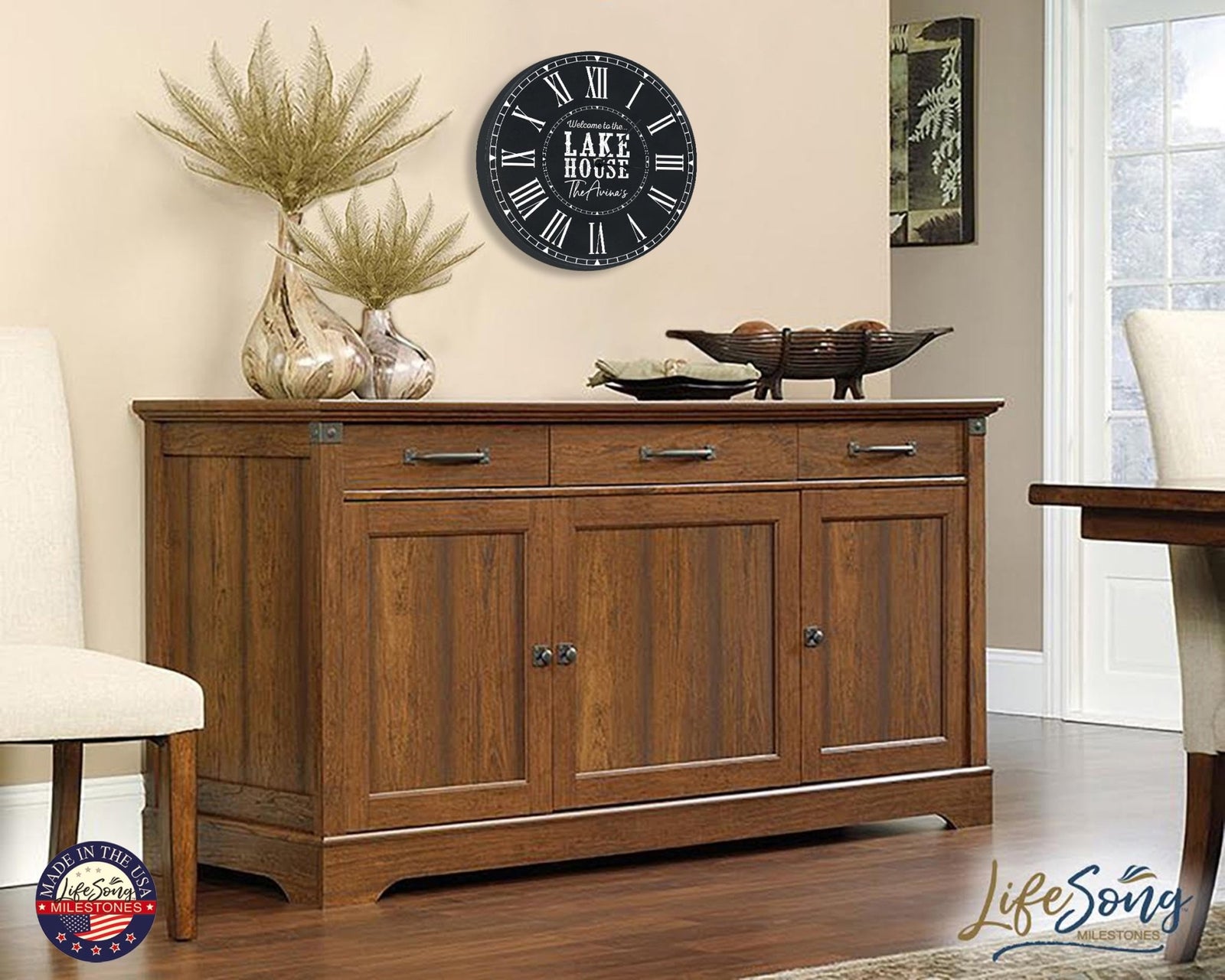Custom Everyday Home and Family Clock 12” x .75” Welcome to the Lakehouse - LifeSong Milestones