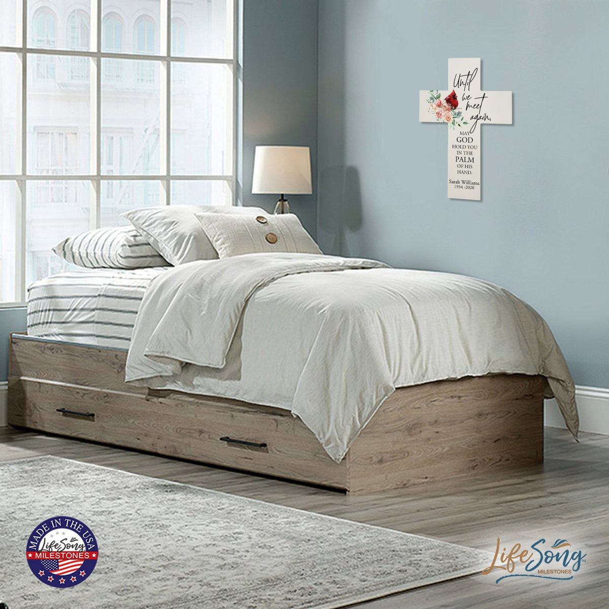 Custom Everyday Memorial Wall Cross 9.25x14 Until We Meet Again - LifeSong Milestones