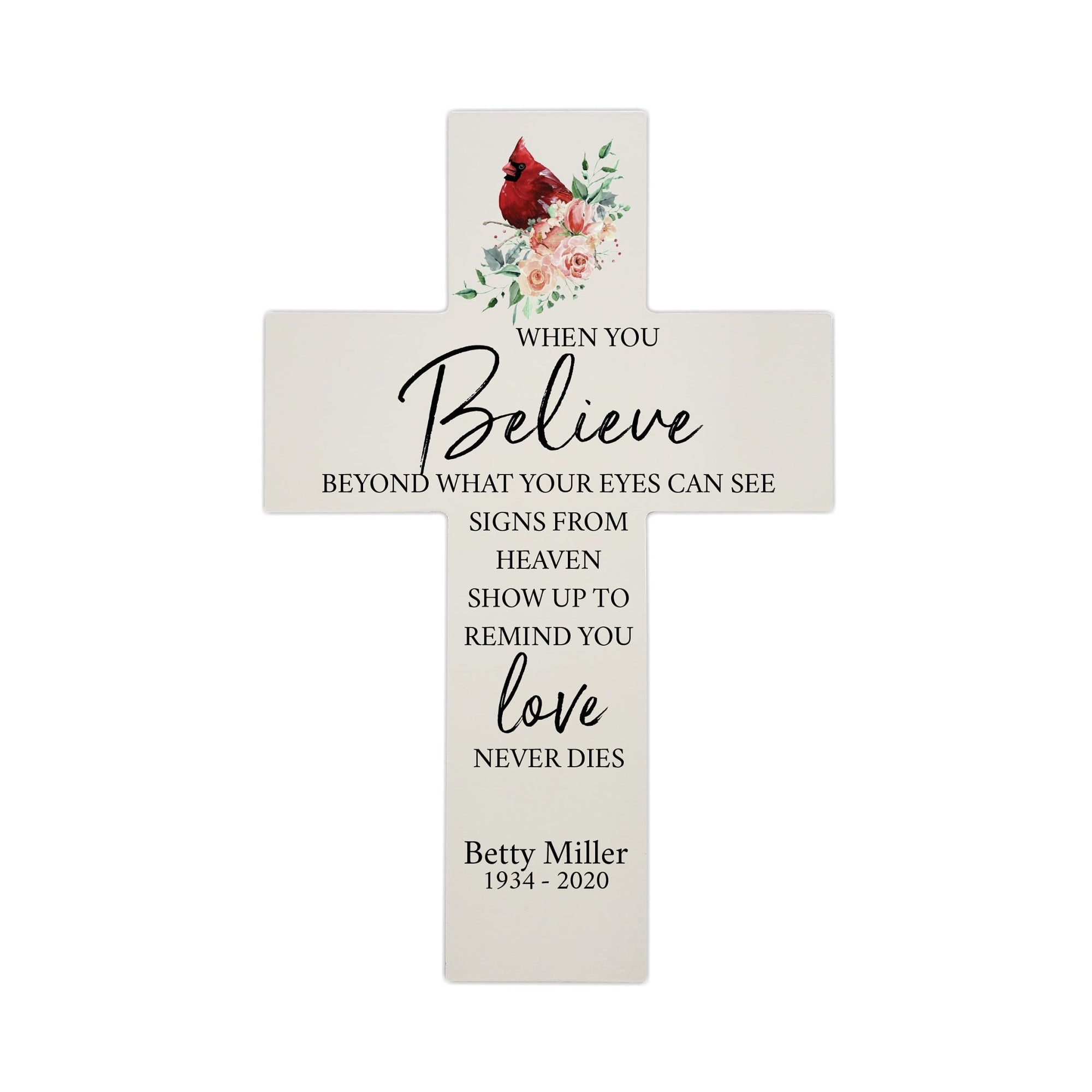 Custom Everyday Memorial Wall Cross 9.25x14 When You Believe - LifeSong Milestones