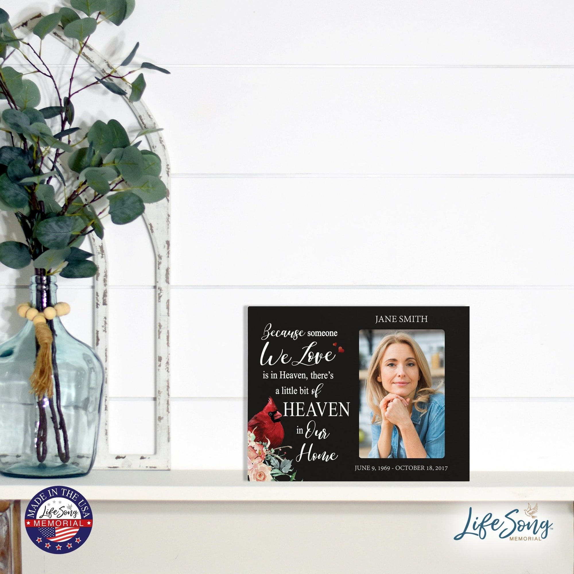 Custom Everyday Wooden Memorial 8x10 Picture Frame holds 4x6 photo Because Someone We Love - LifeSong Milestones