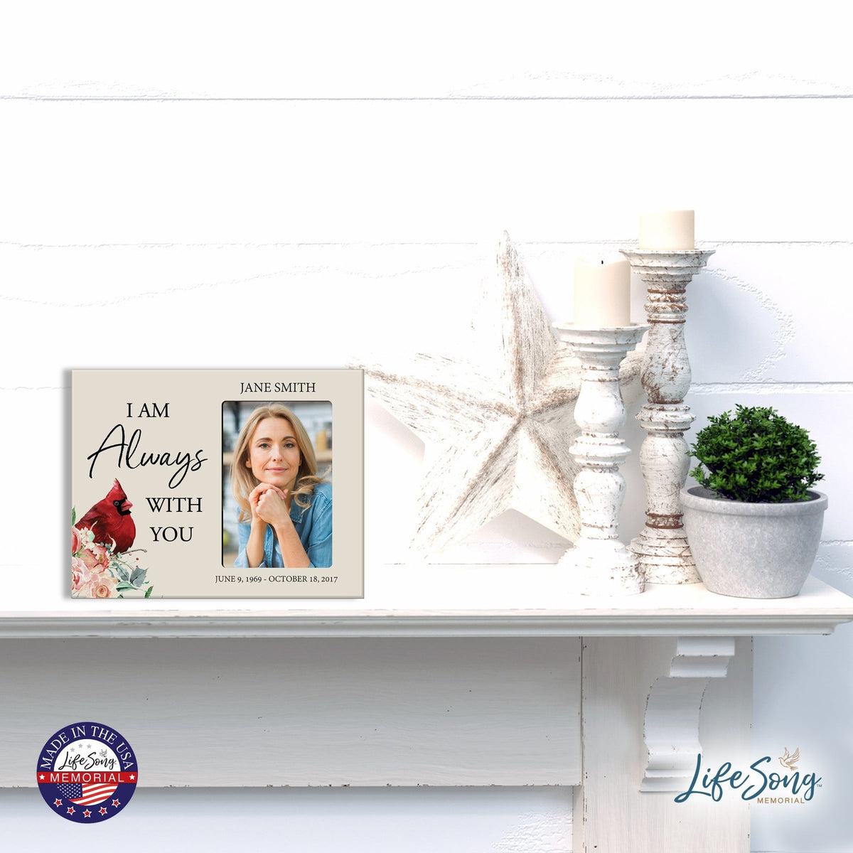 Custom Everyday Wooden Memorial 8x10 Picture Frame holds 4x6 photo I Am Always - LifeSong Milestones