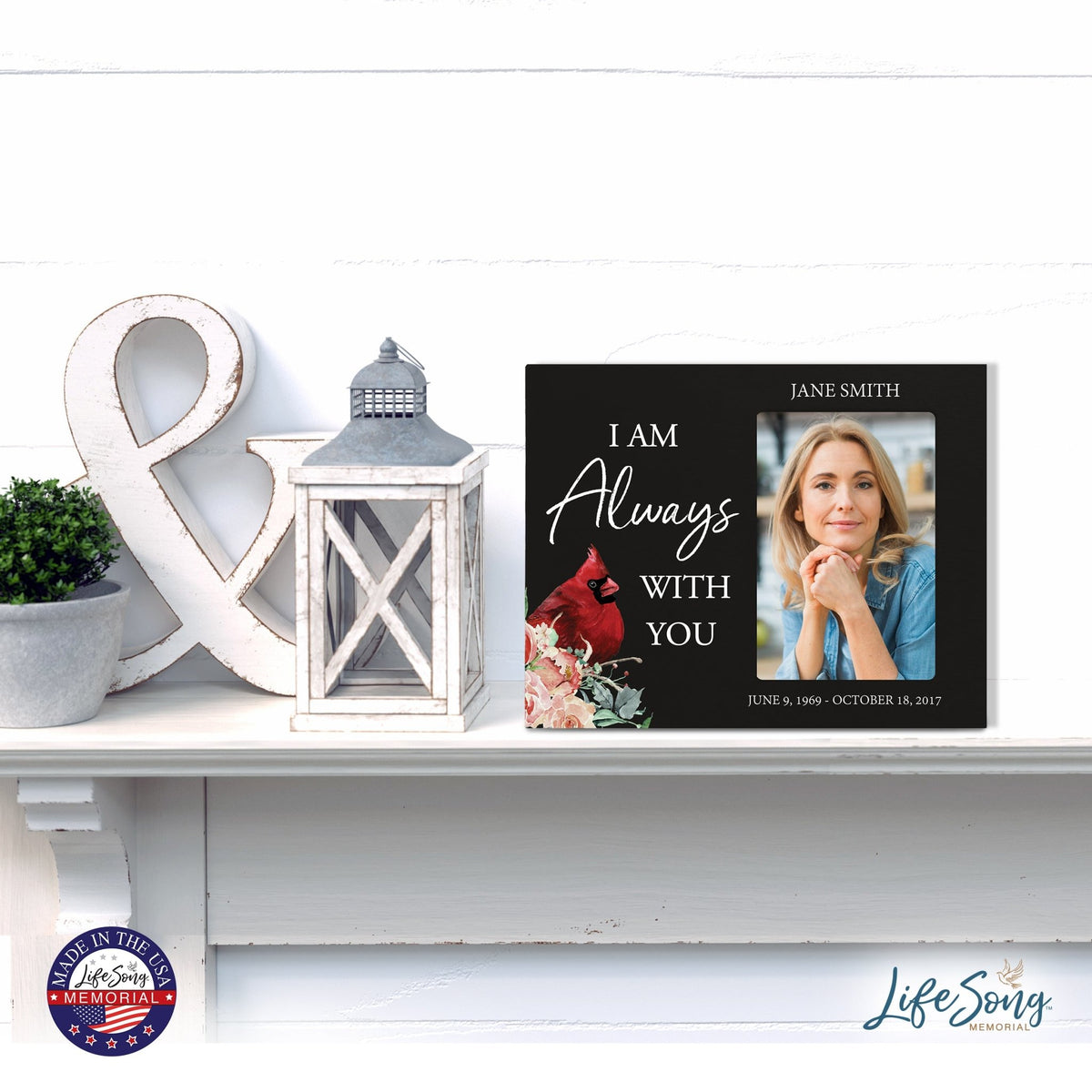 Custom Everyday Wooden Memorial 8x10 Picture Frame holds 4x6 photo I Am Always - LifeSong Milestones