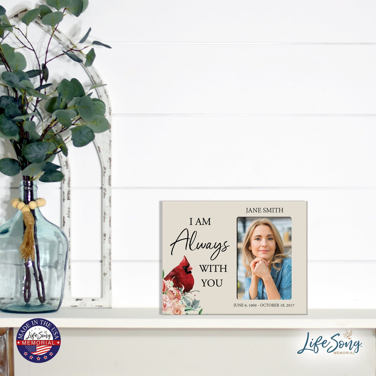 Custom Everyday Wooden Memorial 8x10 Picture Frame holds 4x6 photo I Am Always - LifeSong Milestones