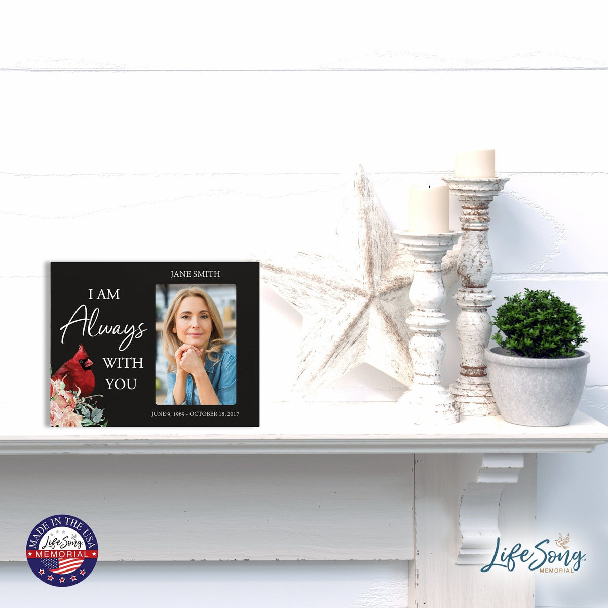 Custom Everyday Wooden Memorial 8x10 Picture Frame holds 4x6 photo I Am Always - LifeSong Milestones