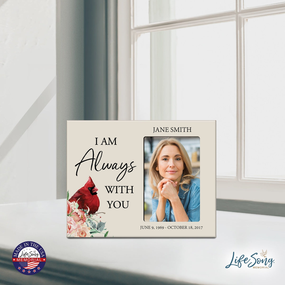 Custom Everyday Wooden Memorial 8x10 Picture Frame holds 4x6 photo I Am Always - LifeSong Milestones