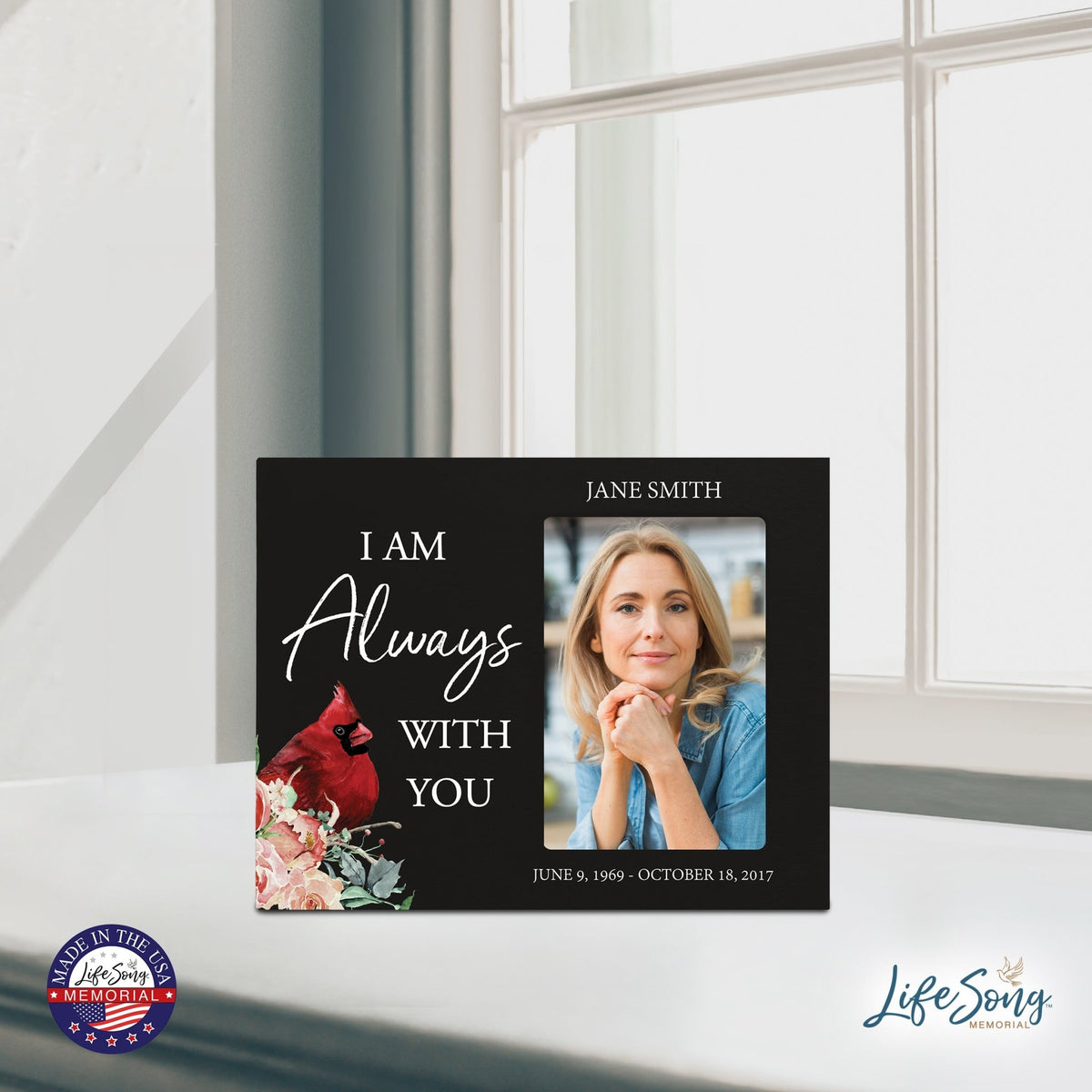 Custom Everyday Wooden Memorial 8x10 Picture Frame holds 4x6 photo I Am Always - LifeSong Milestones