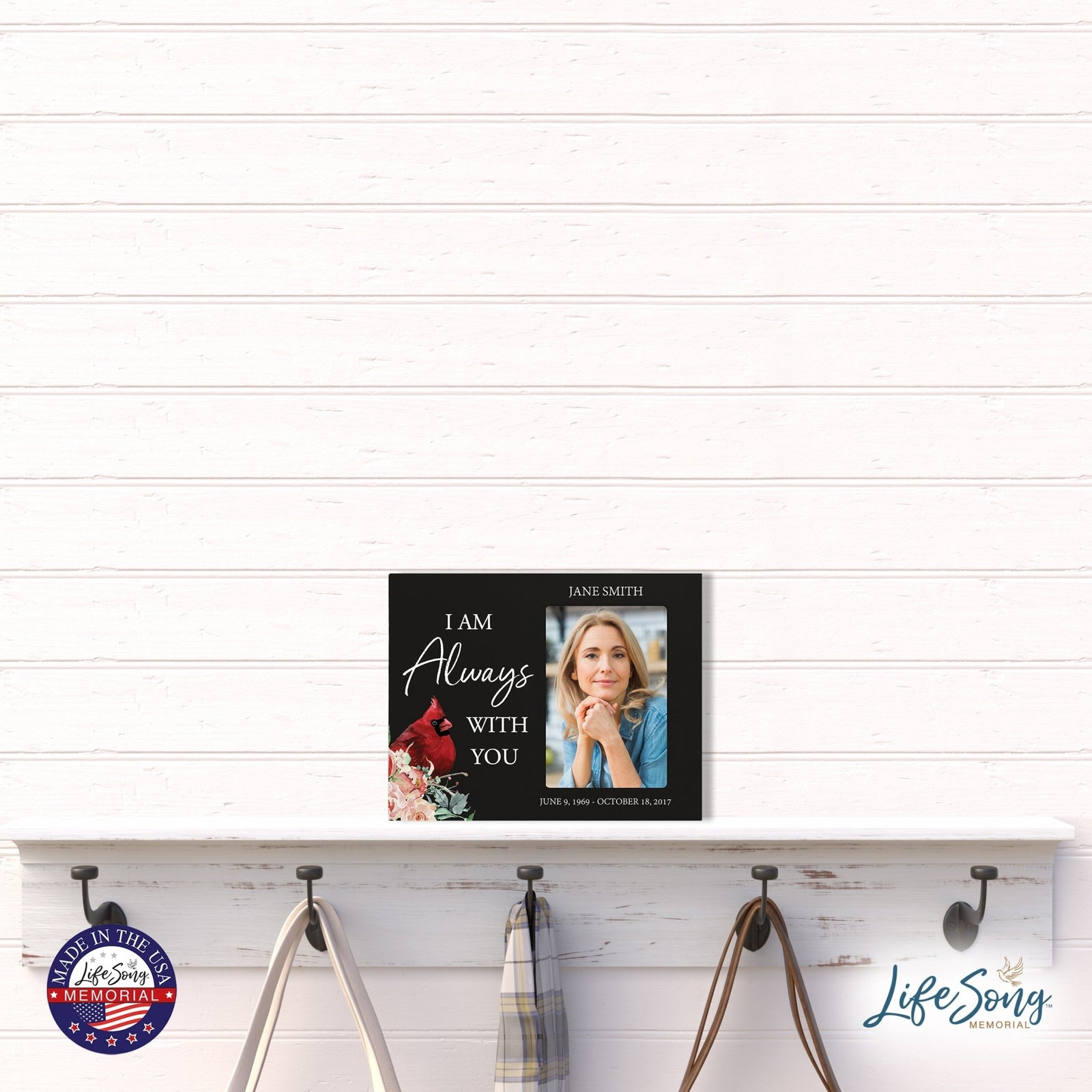 Custom Everyday Wooden Memorial 8x10 Picture Frame holds 4x6 photo I Am Always - LifeSong Milestones