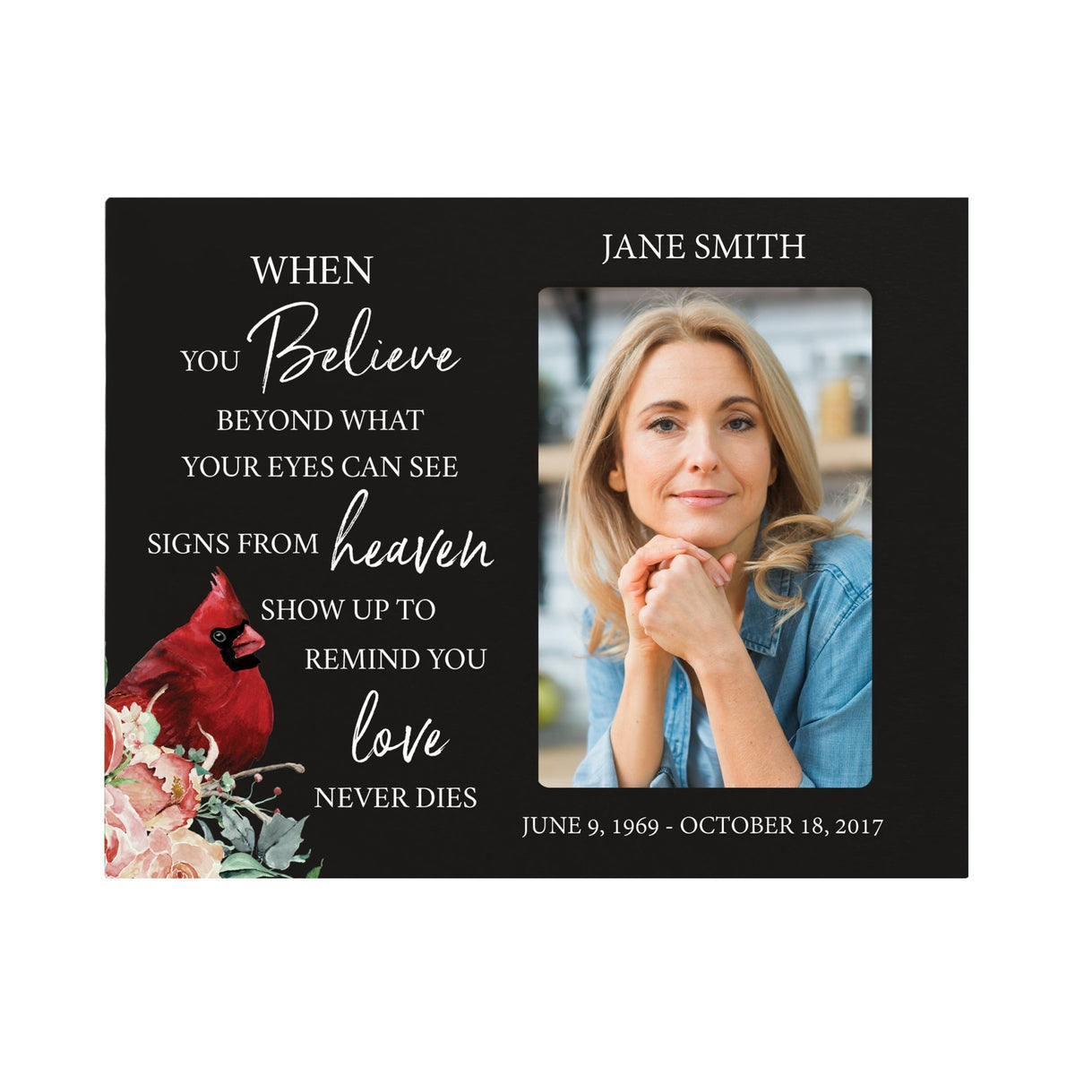 Custom Everyday Wooden Memorial 8x10 Picture Frame holds 4x6 photo When You Believe - LifeSong Milestones