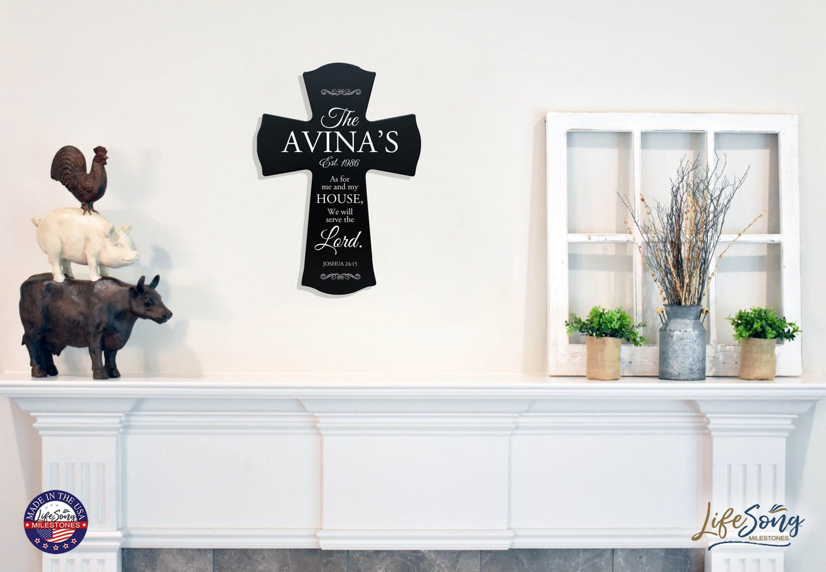 Custom Family Name Wall Cross - As For Me and My House - Joshua 24:15 - LifeSong Milestones