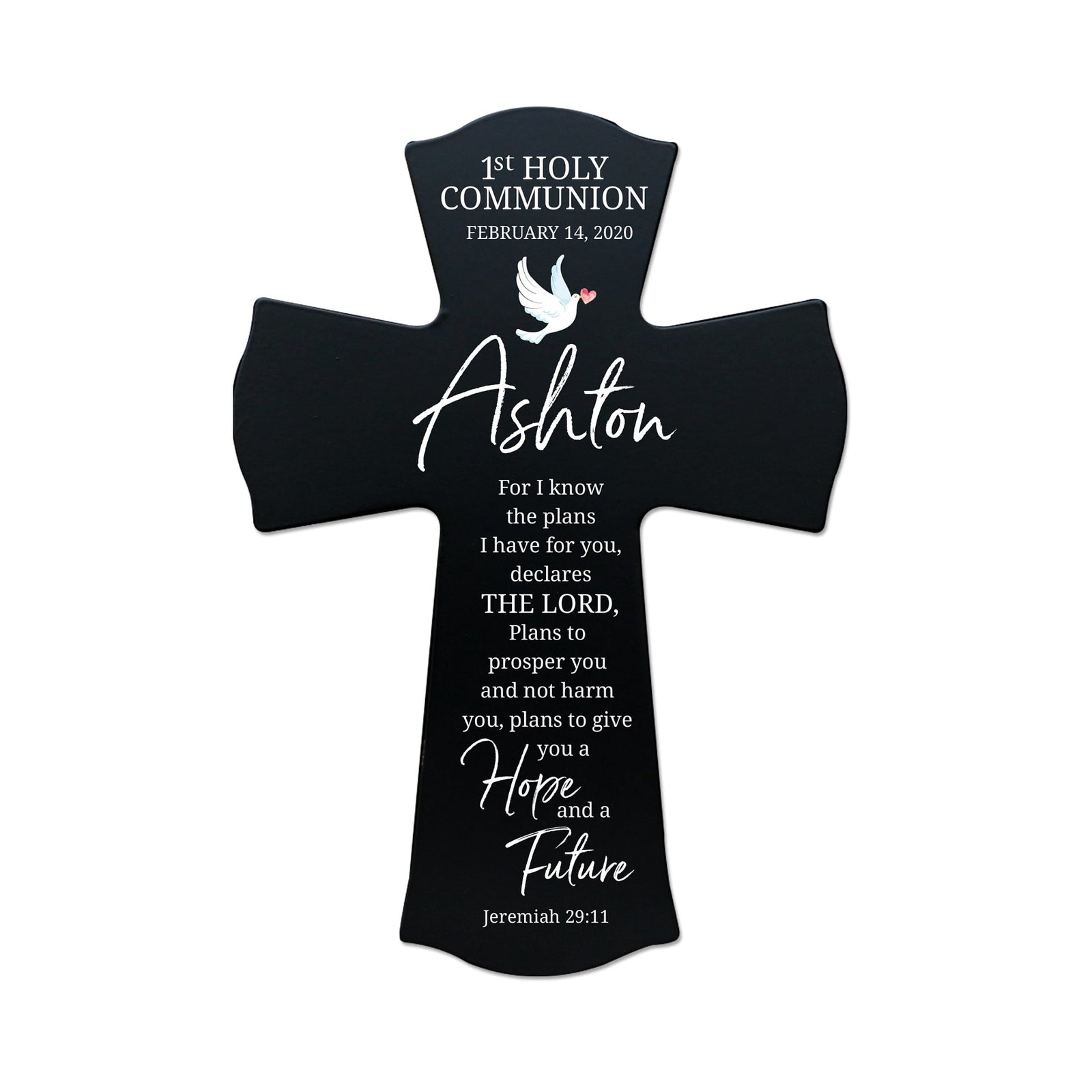 Custom Holy Communion Wall Cross 8” x 11.25” - For I Know The Plans - LifeSong Milestones
