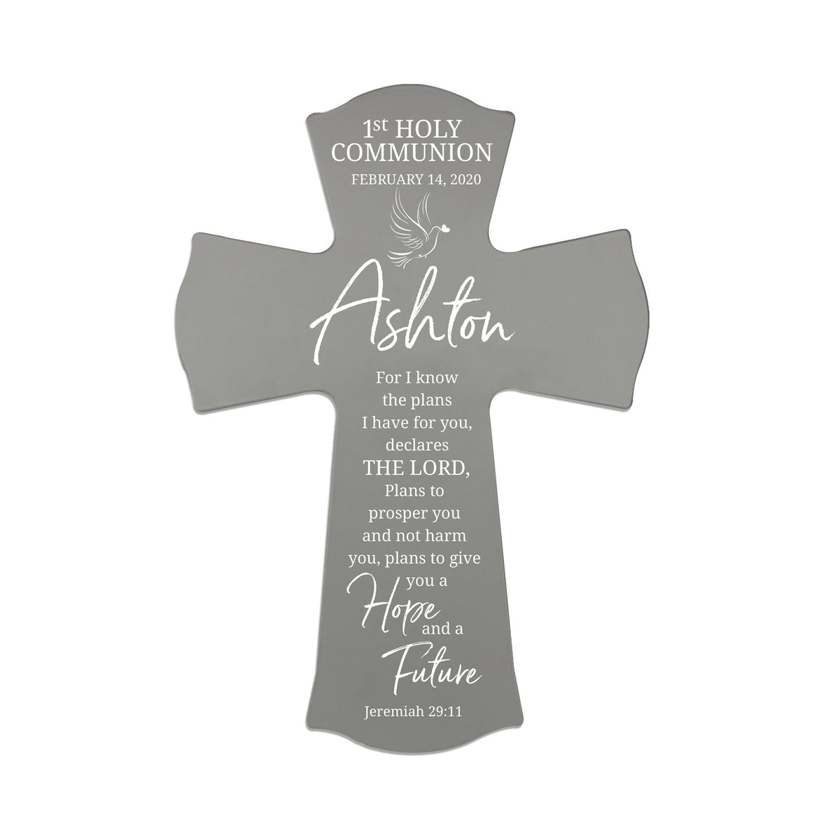 Custom Holy Communion Wall Cross 8” x 11.25” - For I Know The Plans - LifeSong Milestones