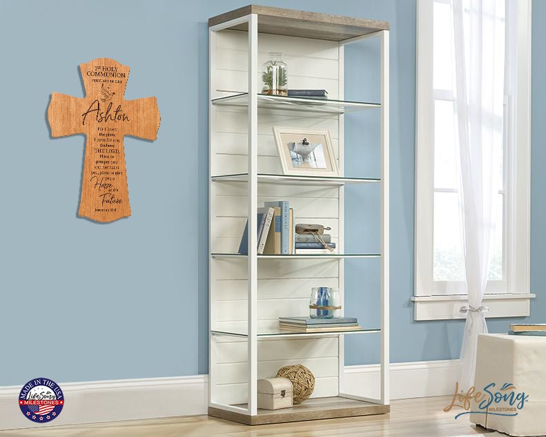 Custom Holy Communion Wall Cross 8” x 11.25” - For I Know The Plans - LifeSong Milestones