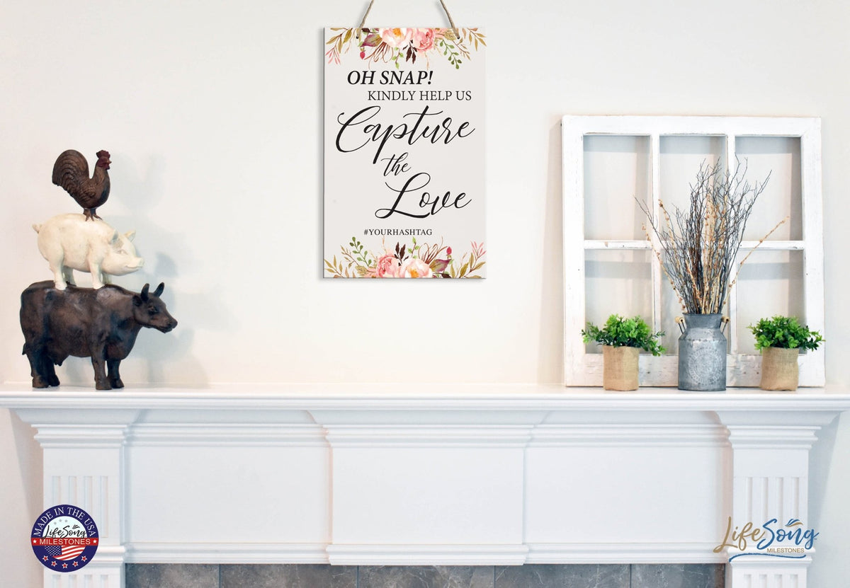 Custom Inspirational Wooden Wall Hanging Rope Sign for Wedding 8 x 12 - Oh Snap - LifeSong Milestones