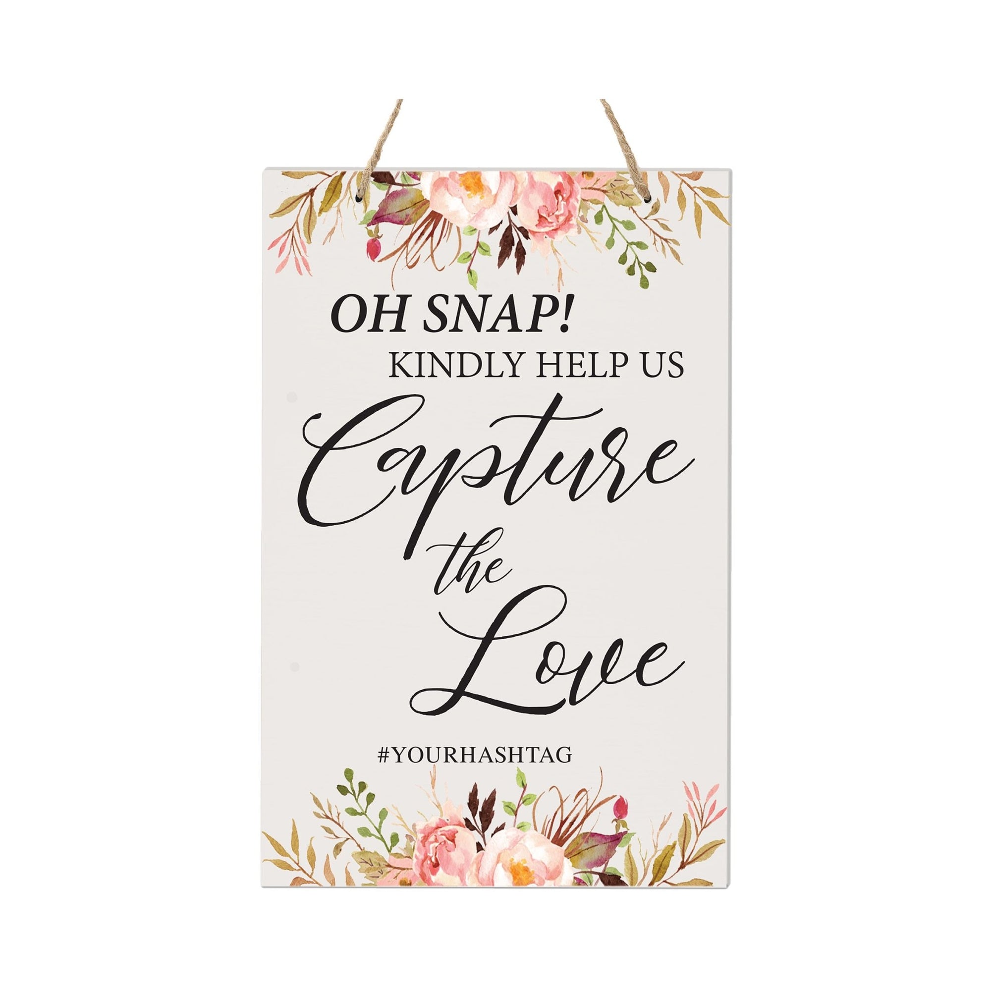 Custom Inspirational Wooden Wall Hanging Rope Sign for Wedding 8 x 12 - Oh Snap - LifeSong Milestones