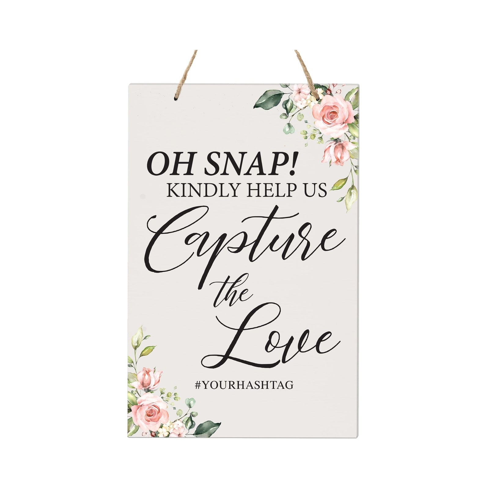 Custom Inspirational Wooden Wall Hanging Rope Sign for Wedding 8 x 12 - Oh Snap - LifeSong Milestones