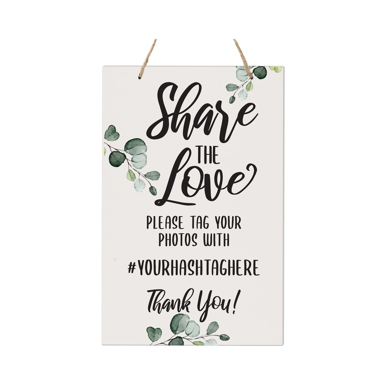 Custom Inspirational Wooden Wall Hanging Rope Sign for Wedding 8 x 12 - Share The Love - LifeSong Milestones