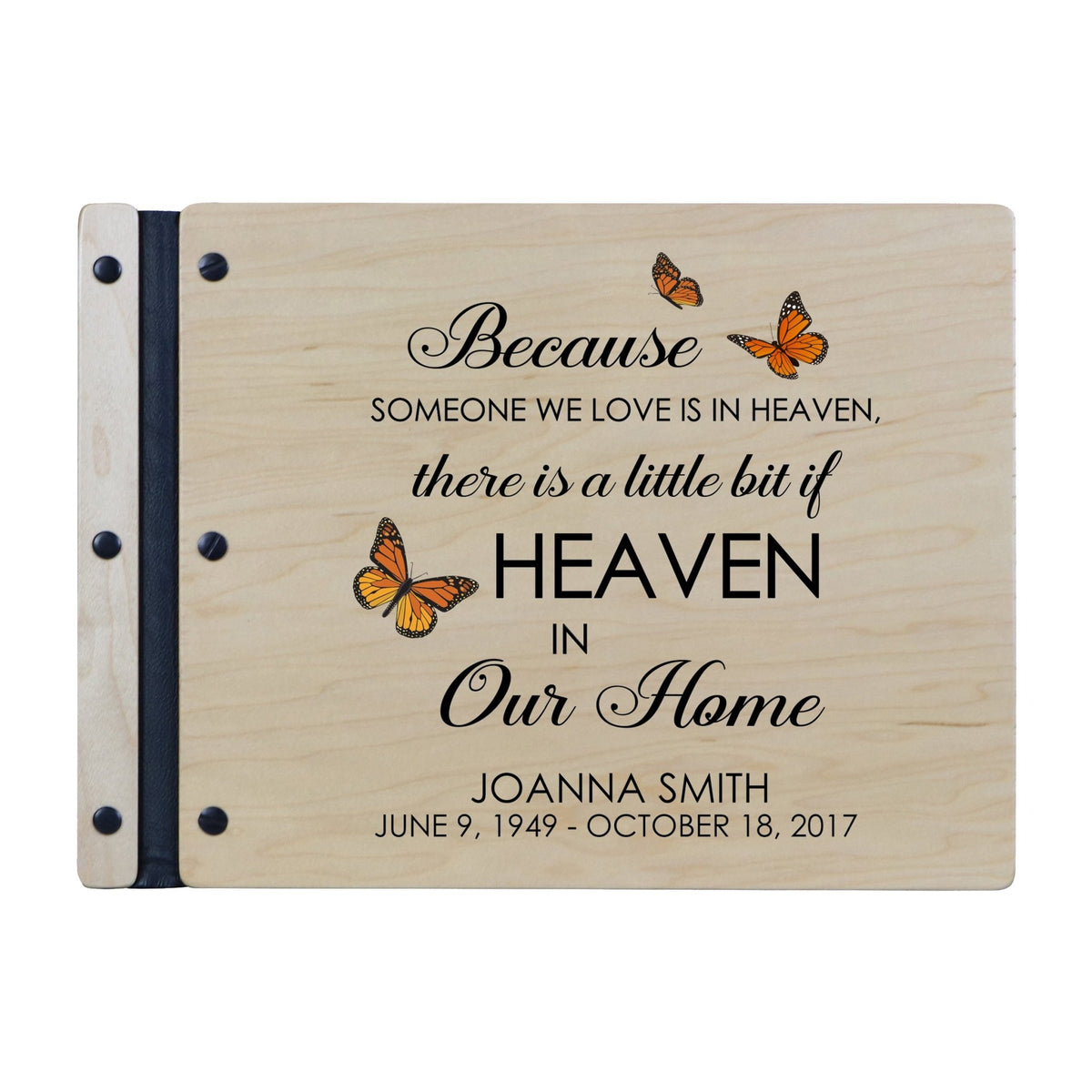 Custom Large Wooden Memorial Guestbook 13.375x10in - Because Someone (Maple) - LifeSong Milestones